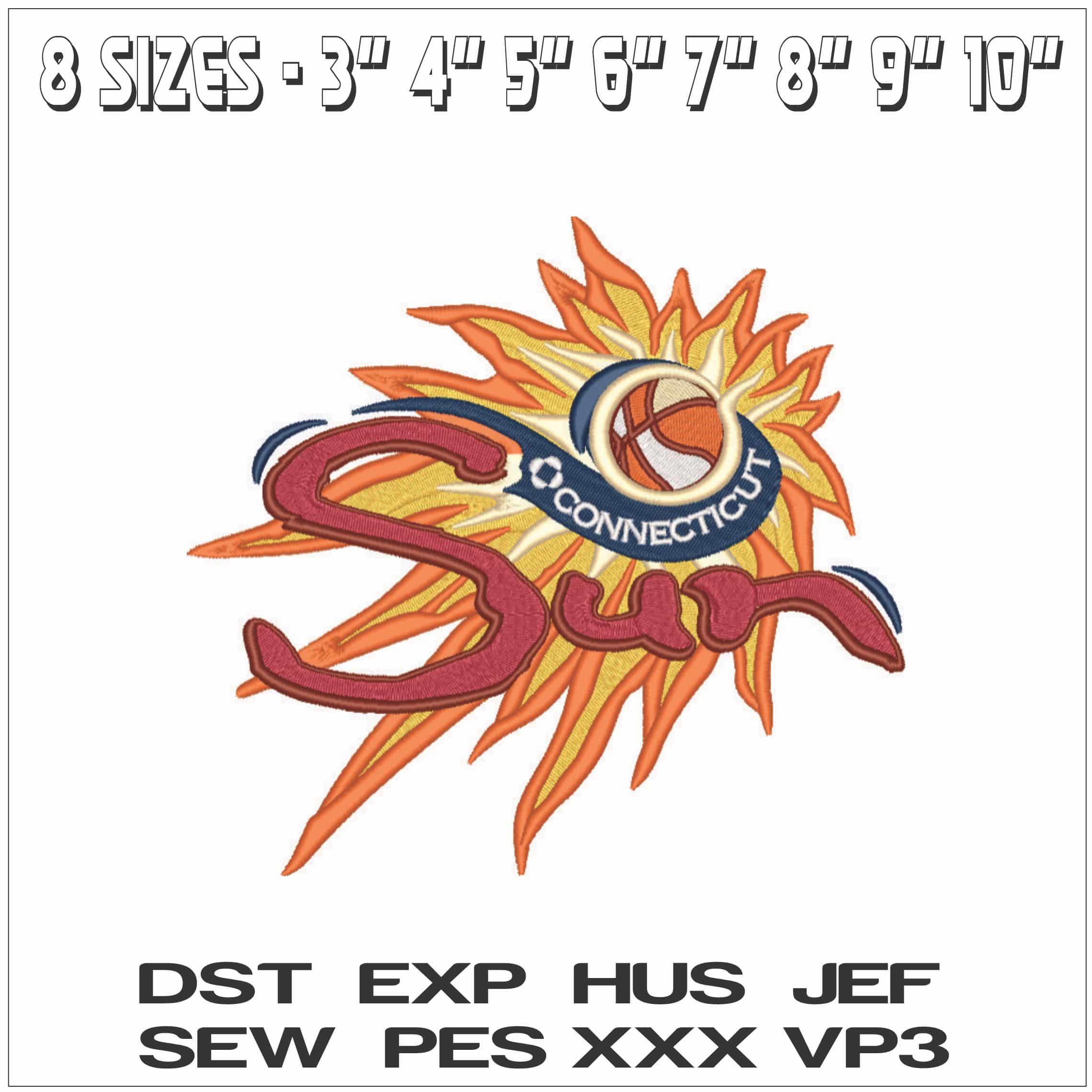 Connecticut Suns 2003 - 2021 -WNBA-Elegant embroidery design file - instant download — view 2