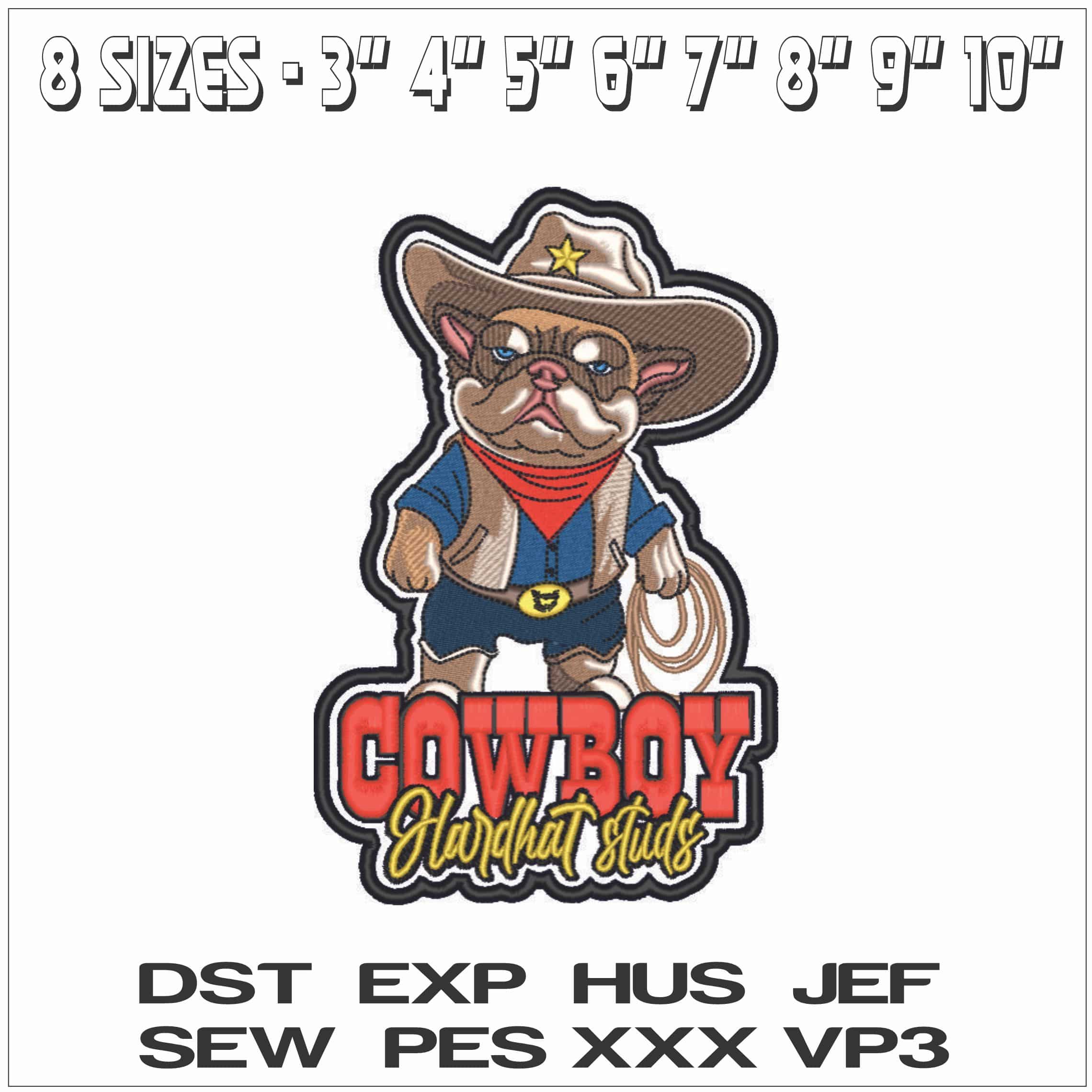 Cowboy Dog-Elegant embroidery design file - instant download — view 2