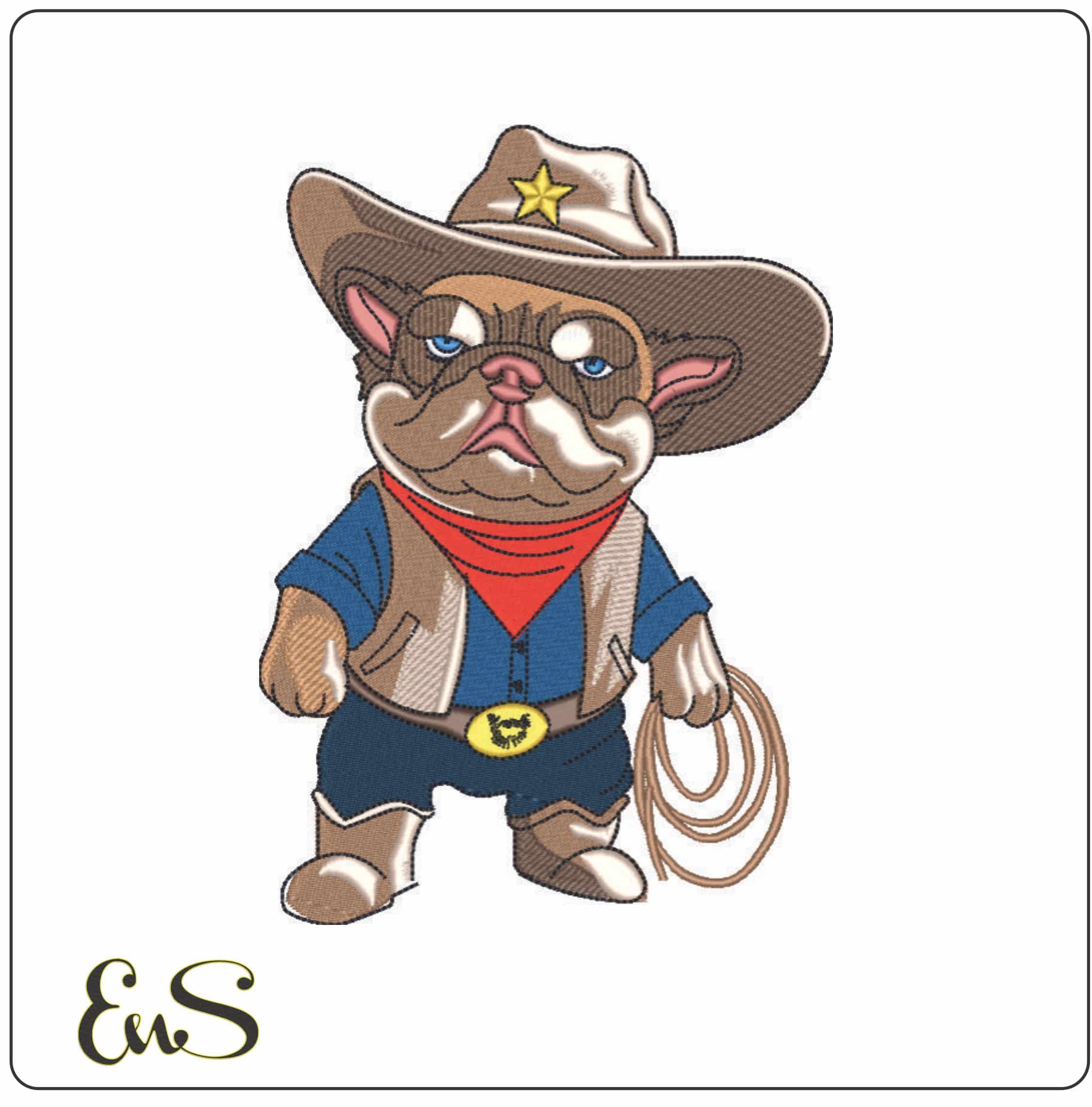 Cowboy Dog with Lasso-Elegant embroidery design file - instant download