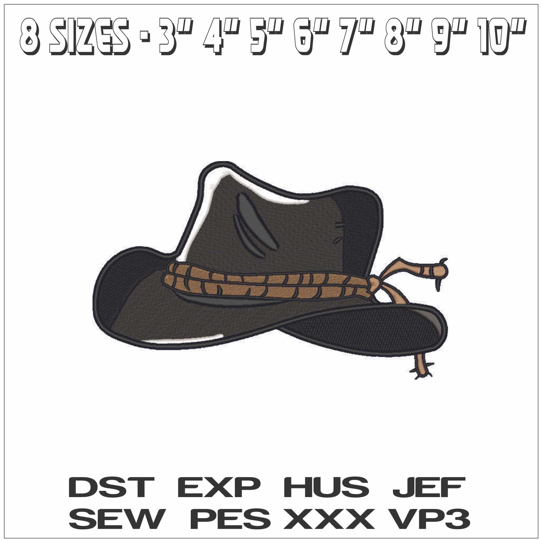 Cowboy Stetson Hat-Elegant embroidery design file - instant download — view 2
