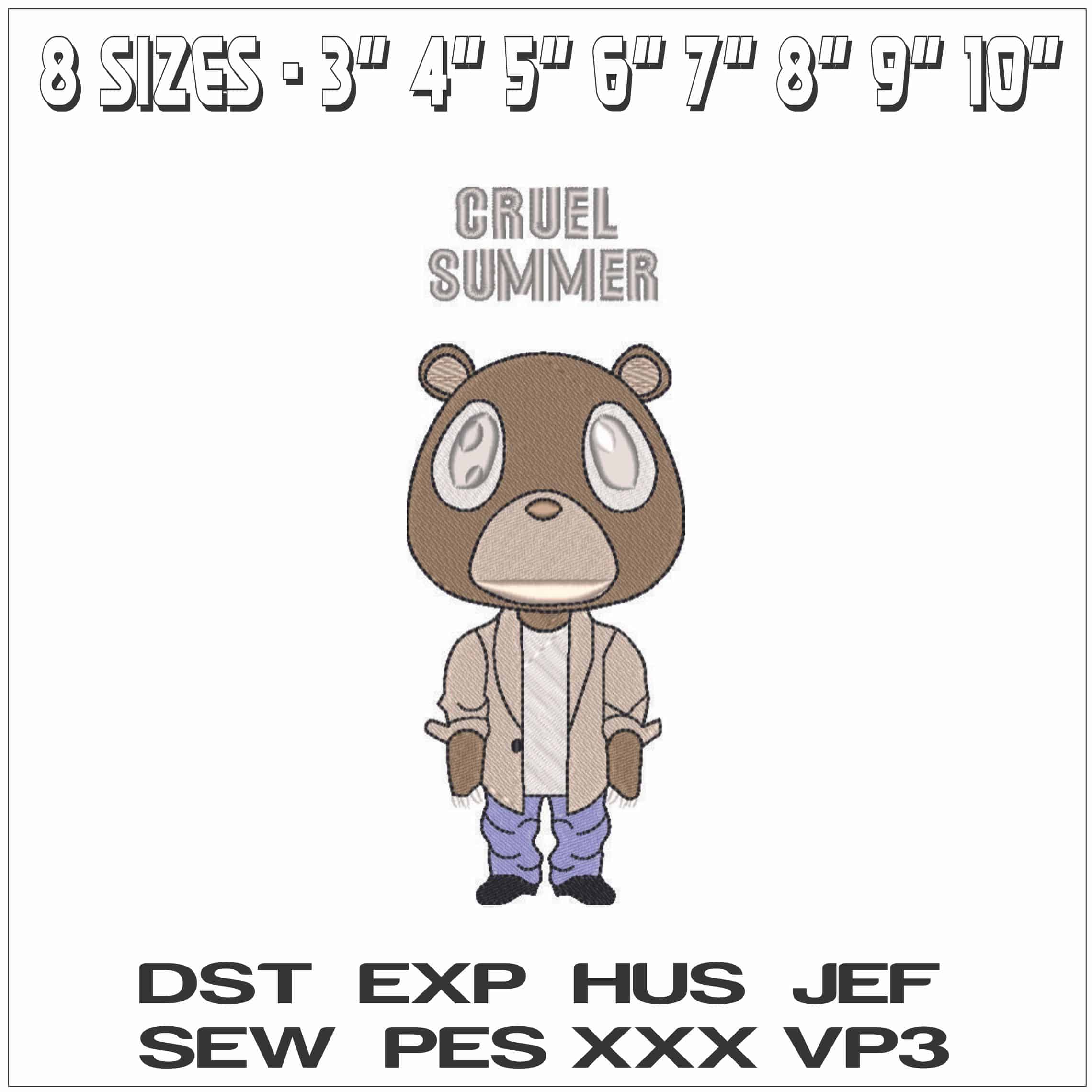 Cruel Summer - Kanye West Yeeze Designs-Elegant embroidery design file - instant download — view 2