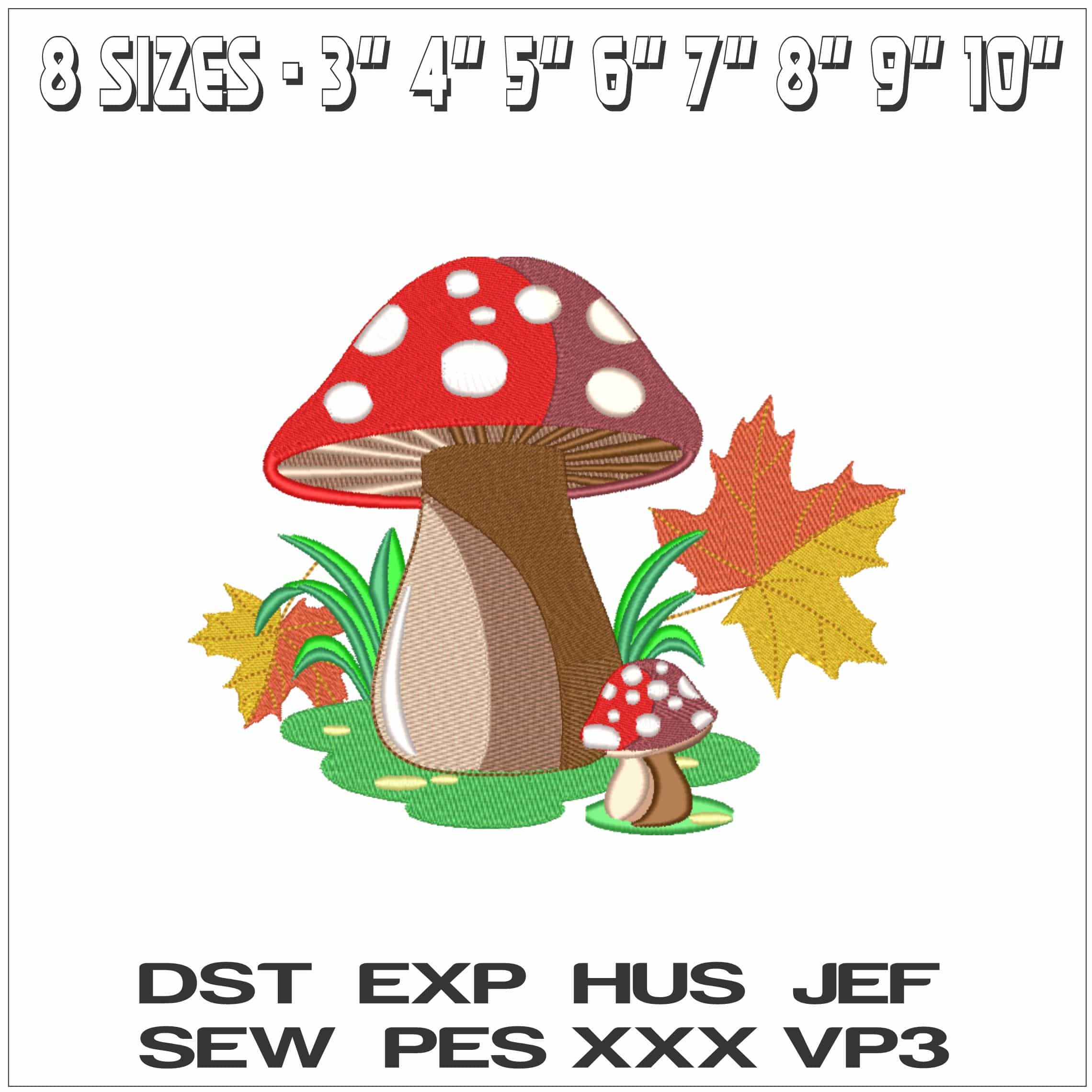 Autumn Toadstools - Elegant embroidery design file - instant download — view 2