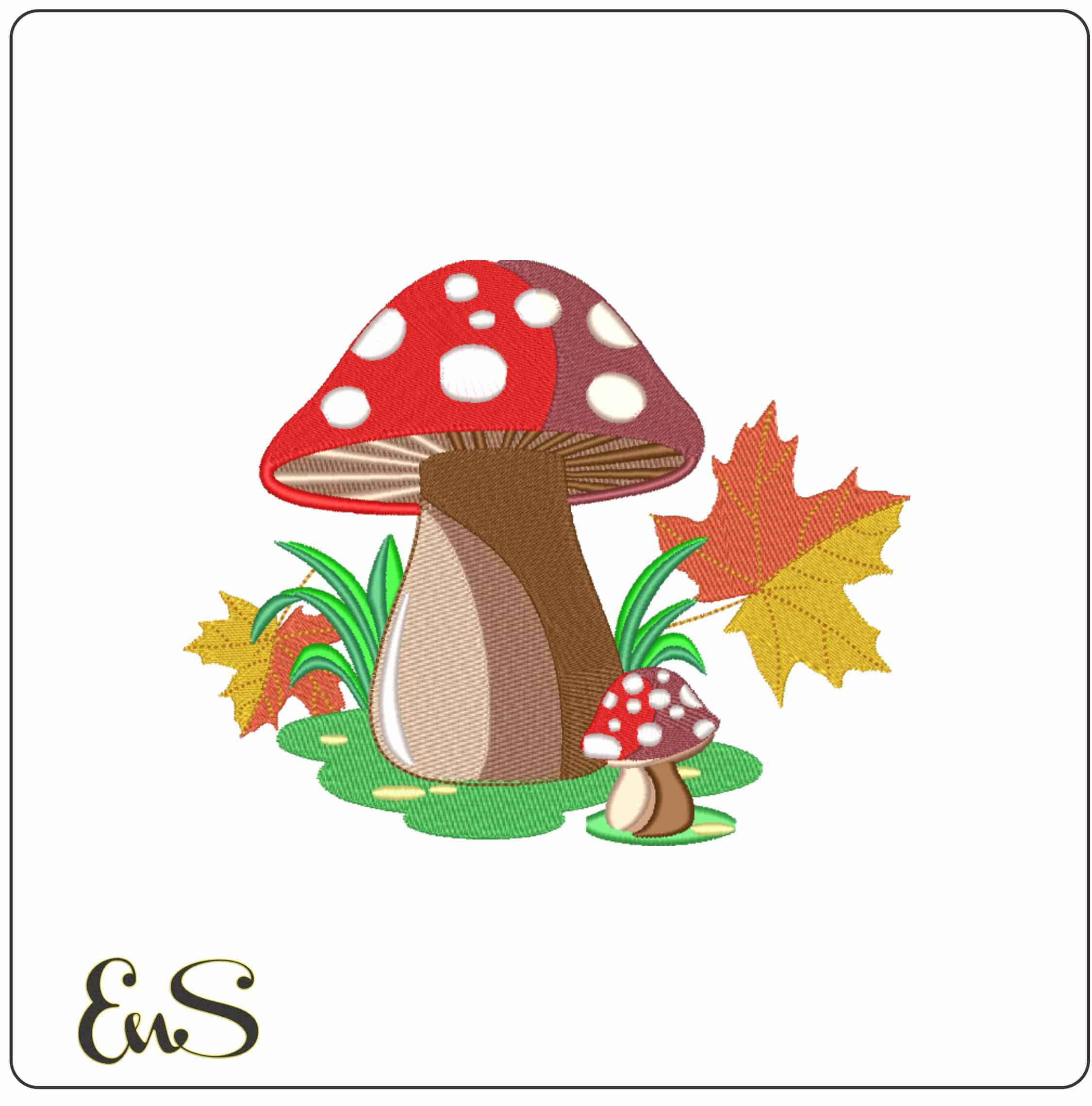 Autumn Toadstools - Elegant embroidery design file - instant download