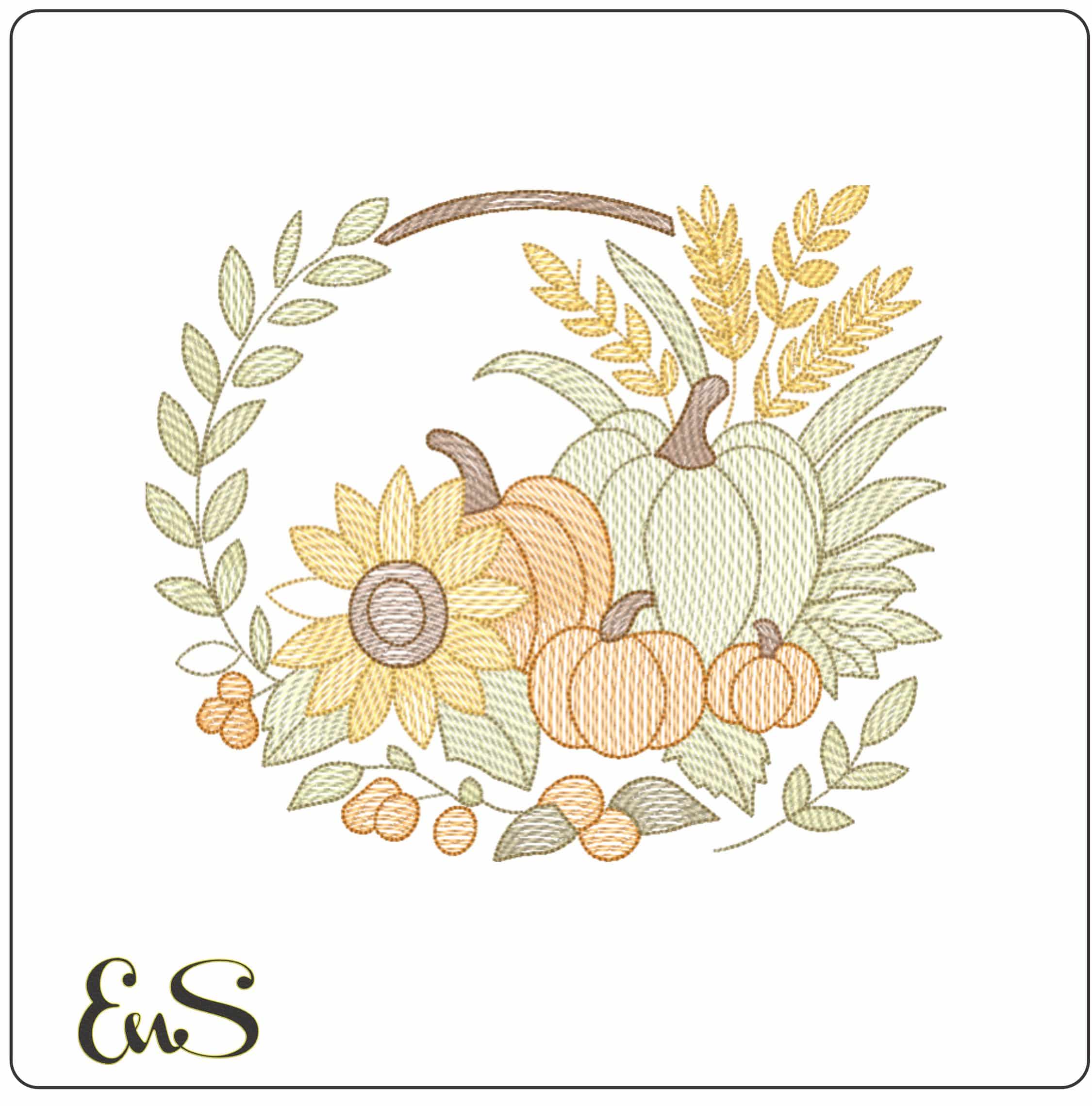 Autumn Scene - Elegant embroidery design file - instant download