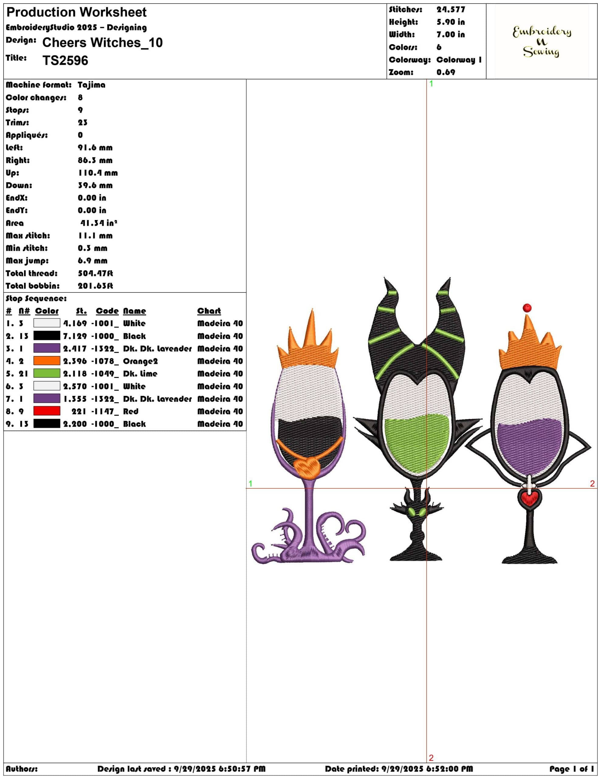 Cheers Witches - Elegant embroidery design file - instant download — view 3