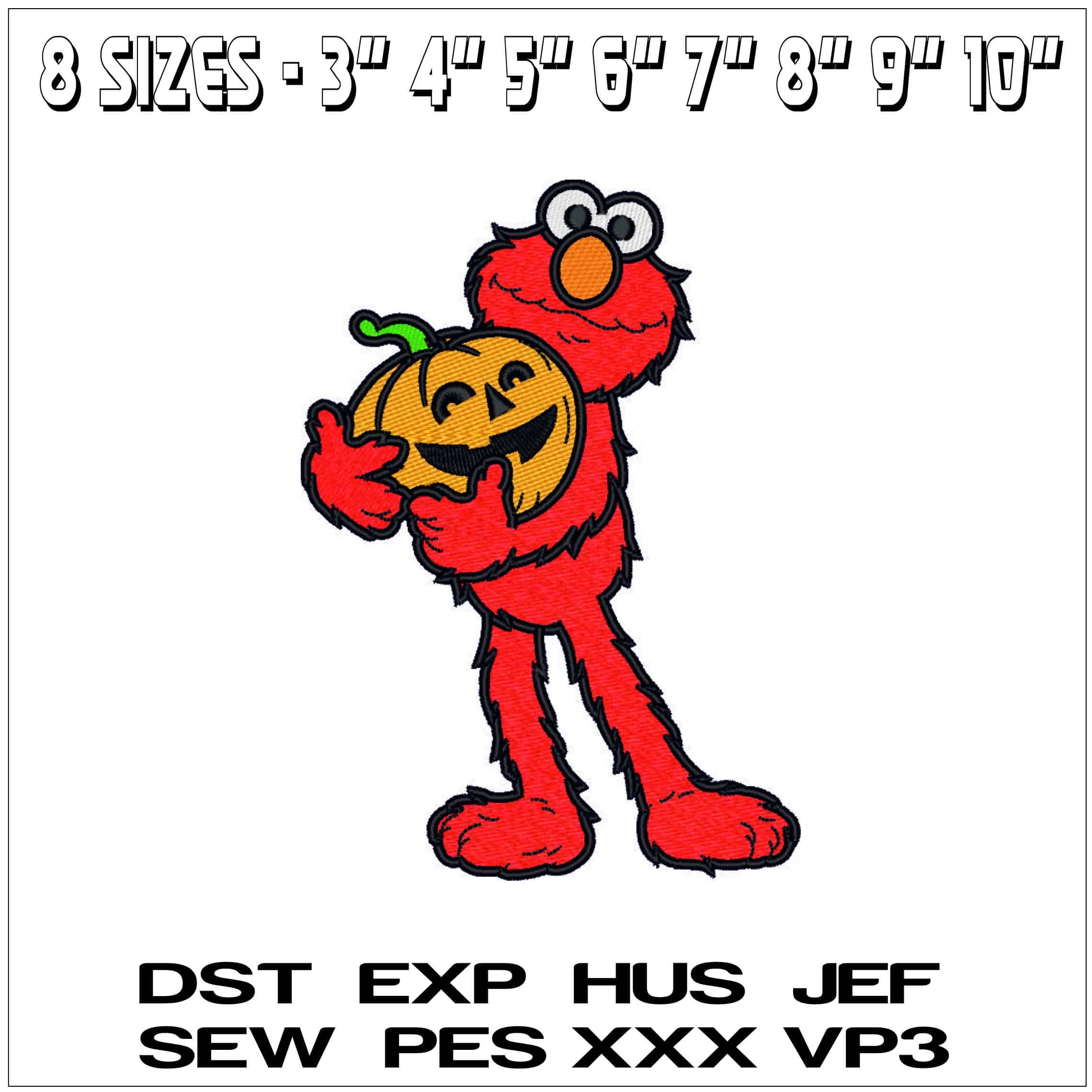 Halloween Elmo with Pumpkin - Elegant embroidery design file - instant download — view 2