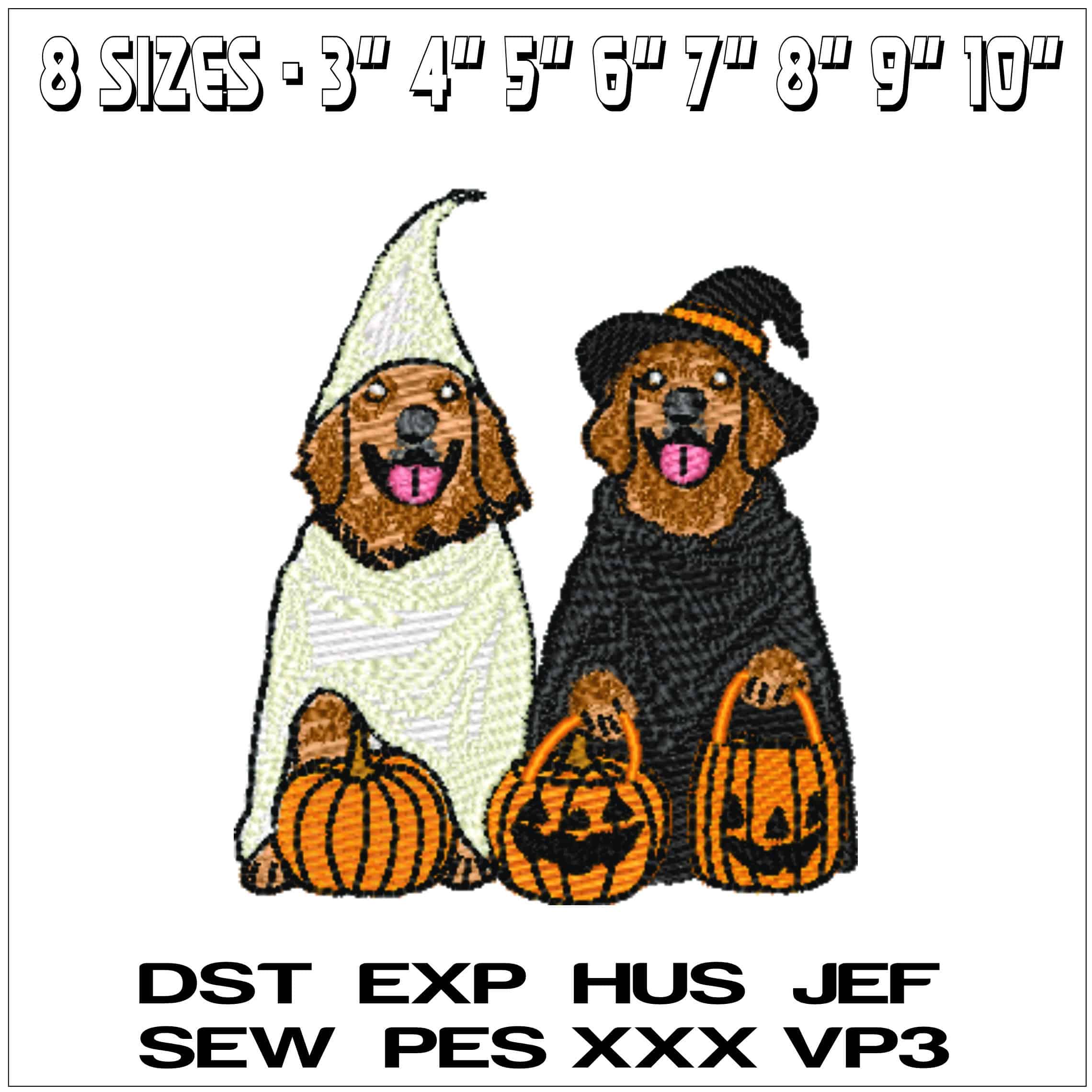 Halloween Golden Retreivers - Elegant embroidery design file - instant download — view 2