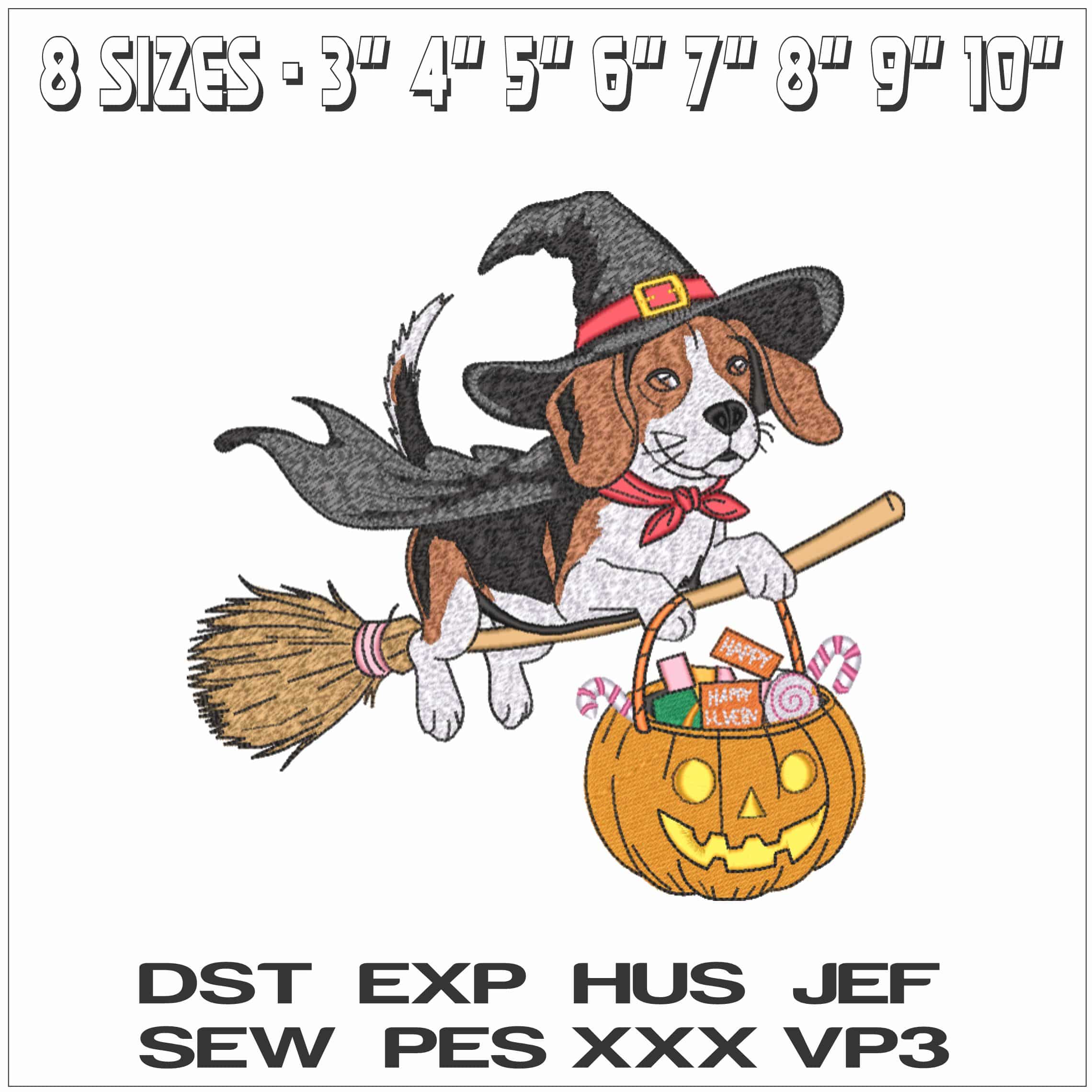 Halloween Hound with Pumpkin - Elegant embroidery design file - instant download — view 2