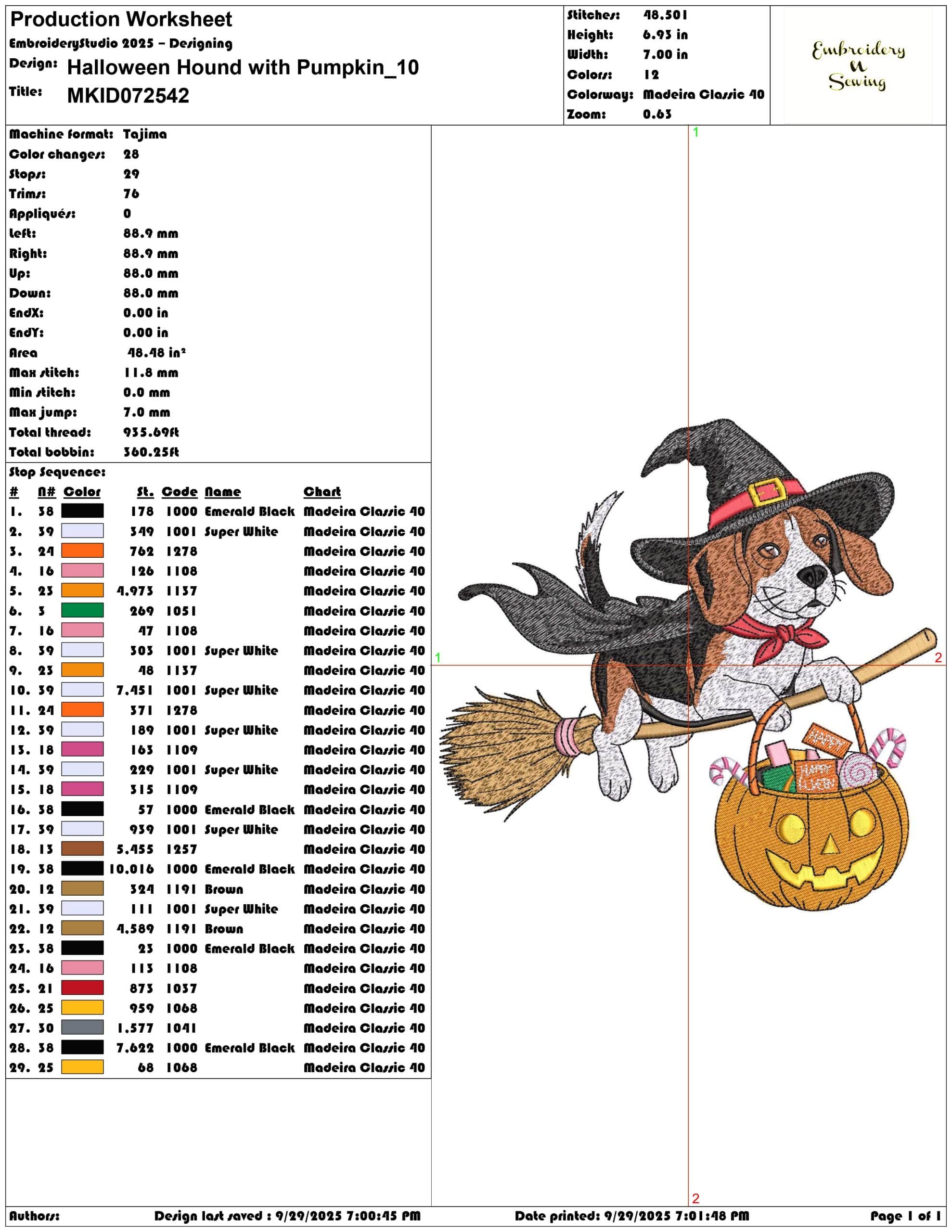 Halloween Hound with Pumpkin - Elegant embroidery design file - instant download — view 3