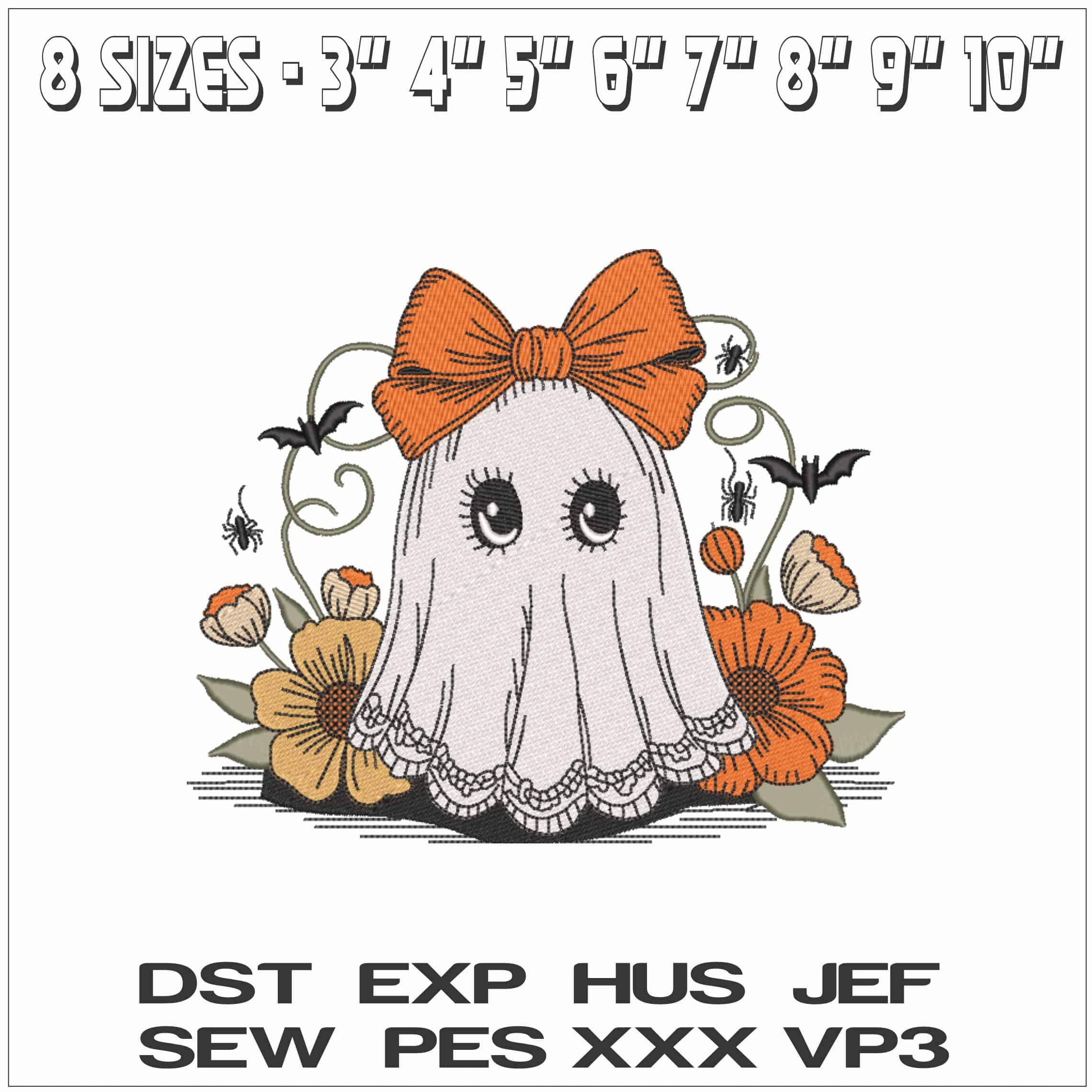 Halloween Lady Ghost - Elegant embroidery design file - instant download — view 2