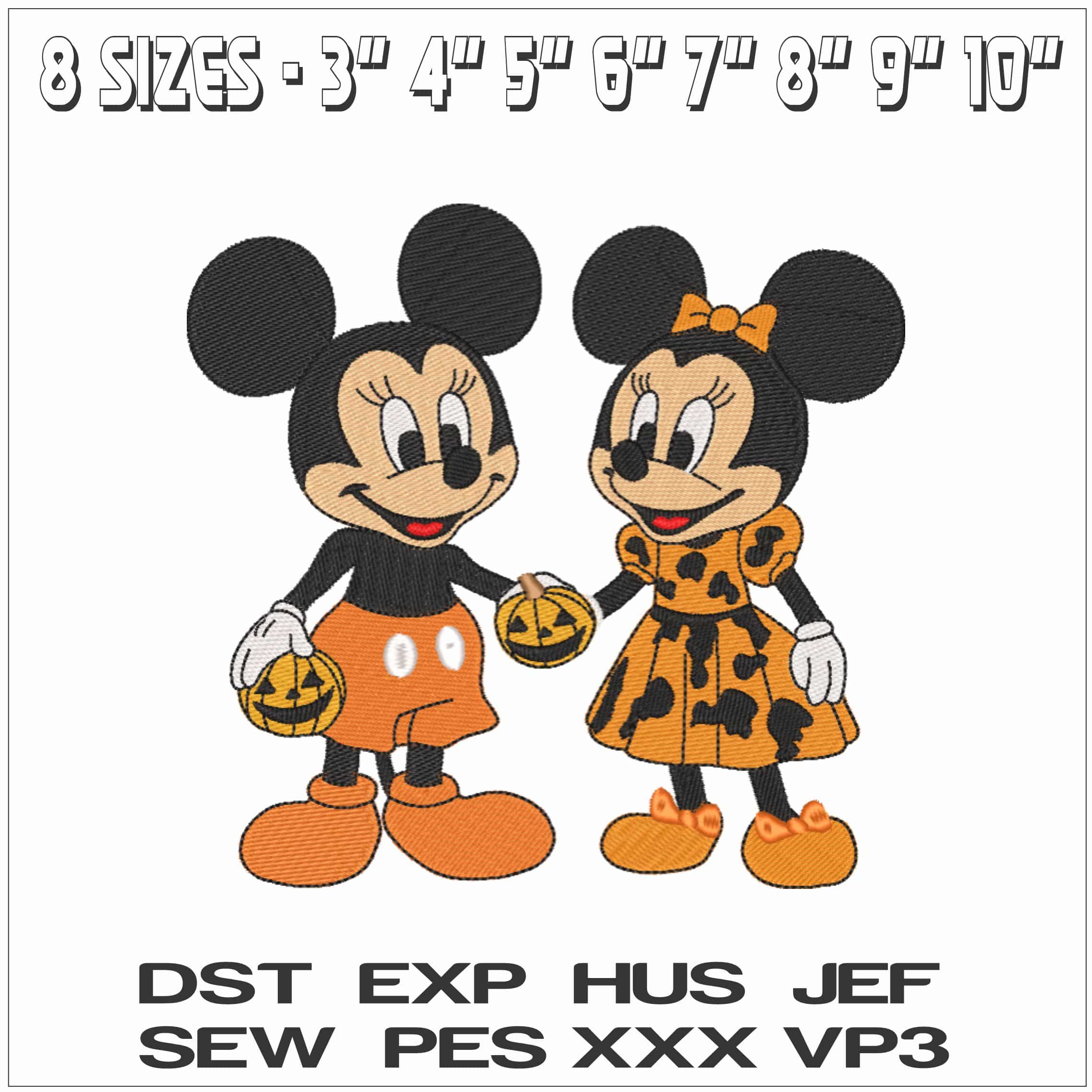 Halloween Mickey and Minnie Mouse - Elegant embroidery design file - instant download — view 2