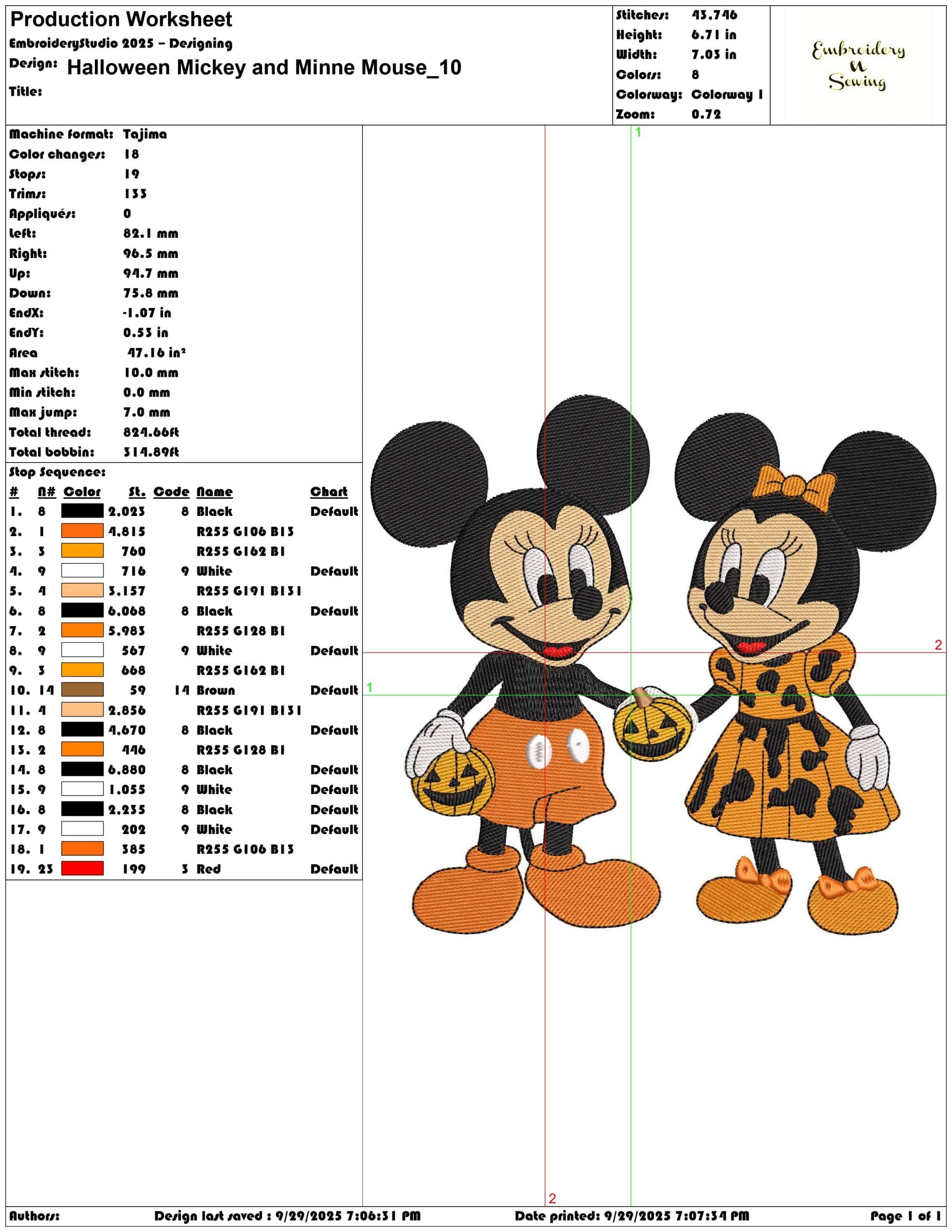 Halloween Mickey and Minnie Mouse - Elegant embroidery design file - instant download — view 3