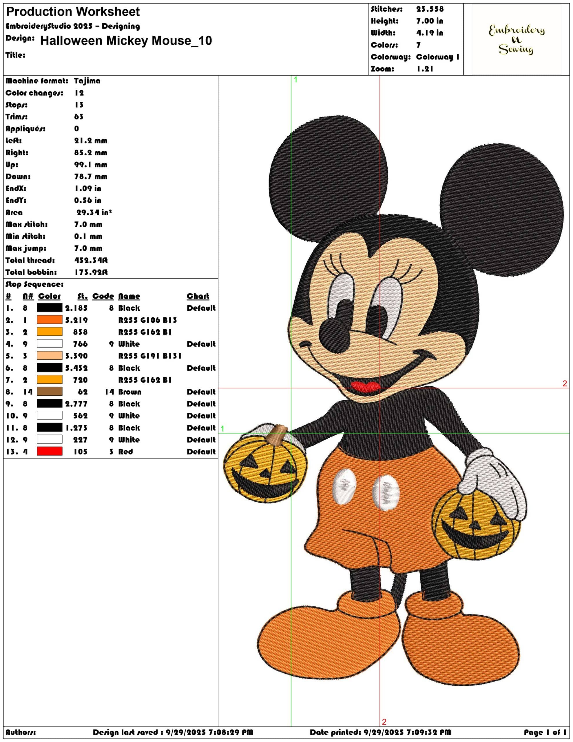 Halloween Mickey Mouse - Elegant embroidery design file - instant download — view 3