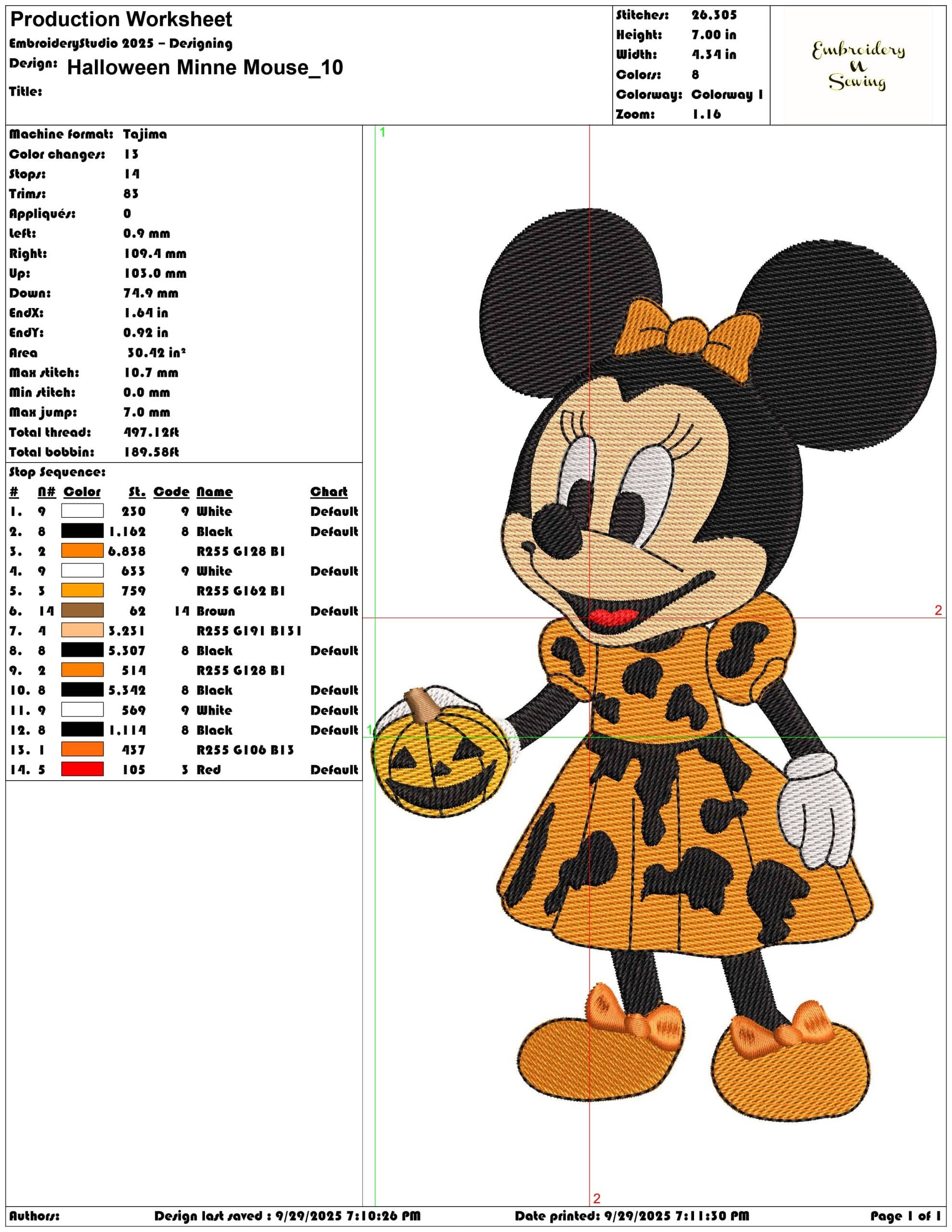 Halloween Minnie Mouse - Elegant embroidery design file - instant download — view 3