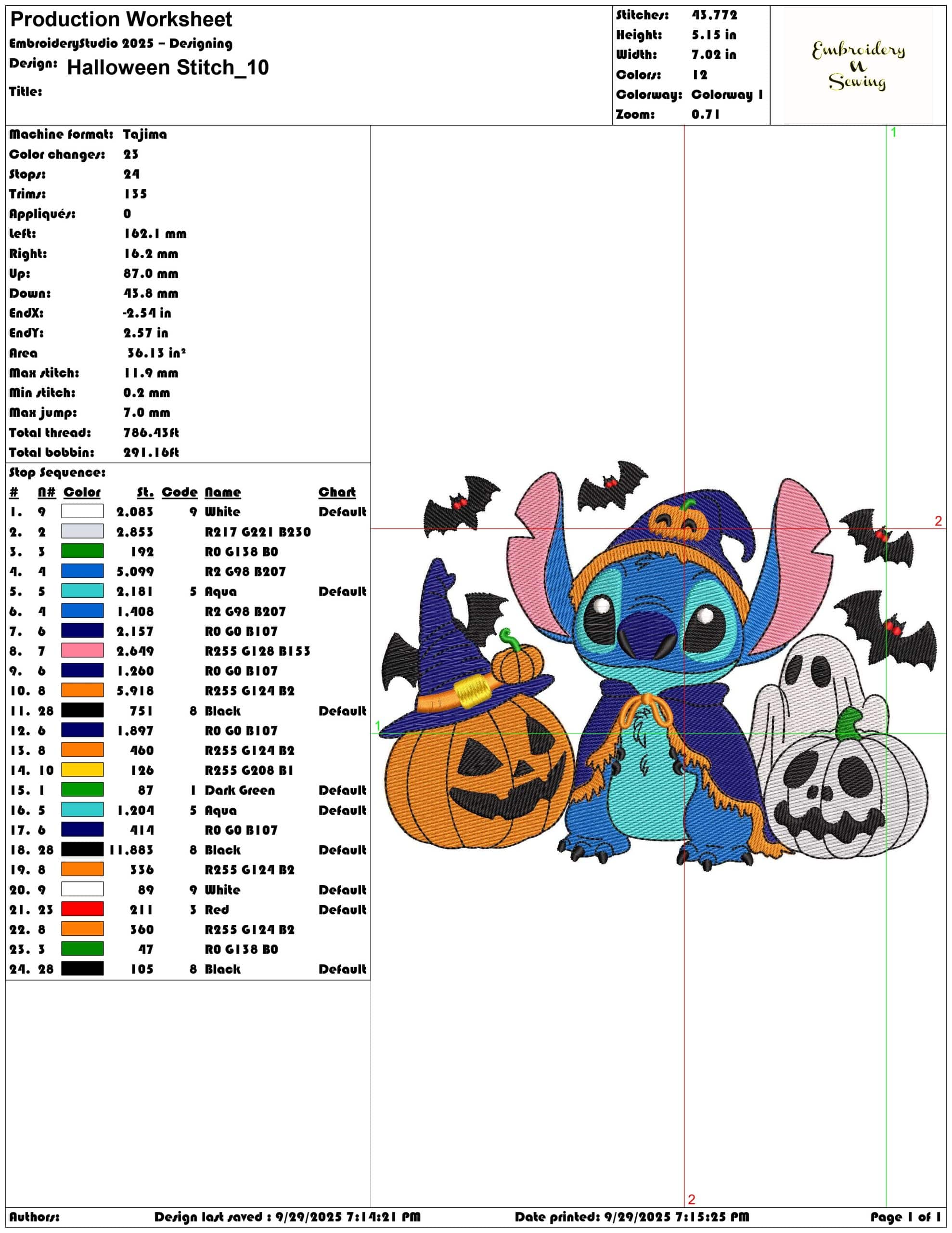 Halloween Stitch - Elegant embroidery design file - instant download — view 3