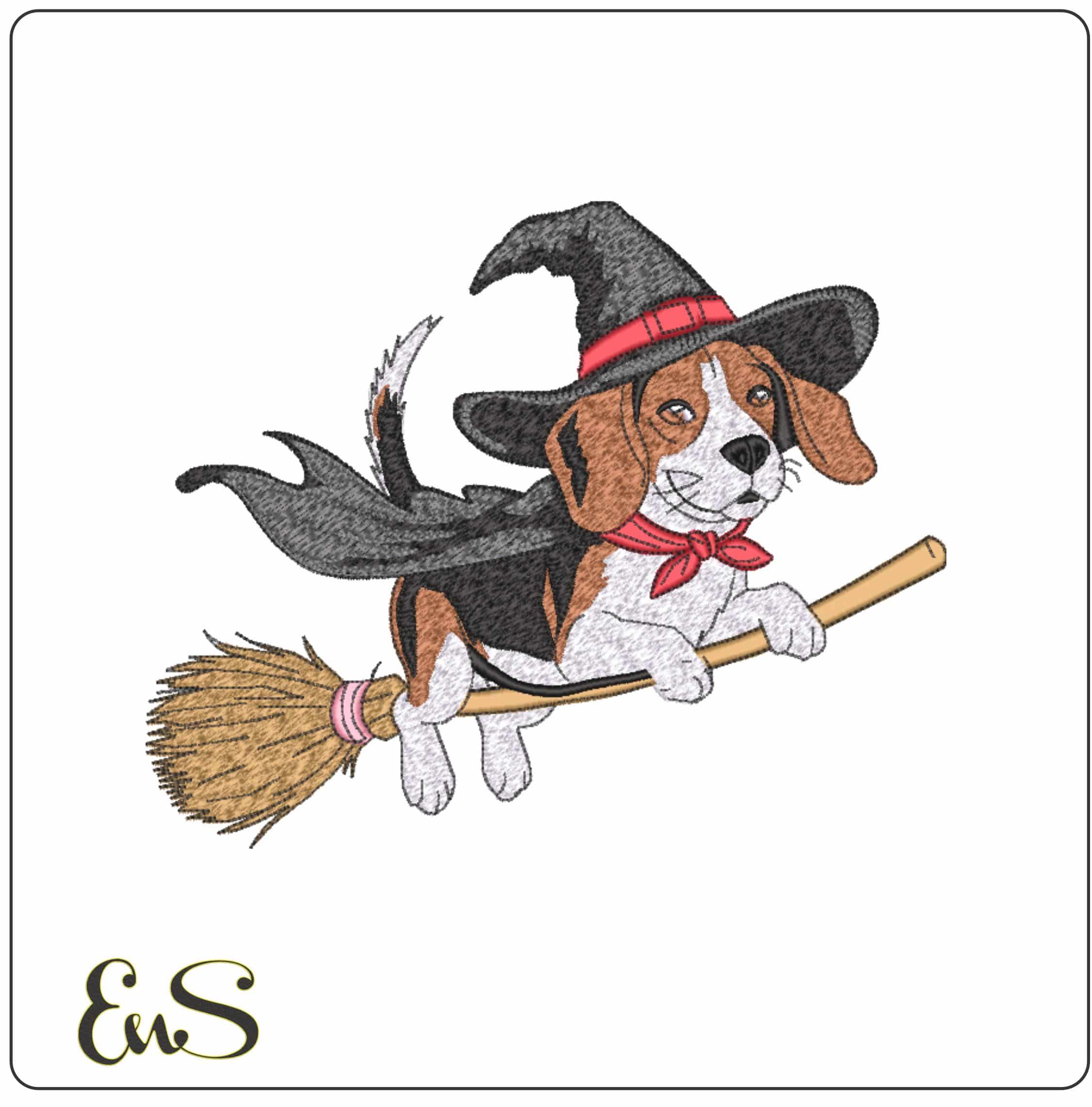 Halloween Withches Hound - Elegant embroidery design file - instant download