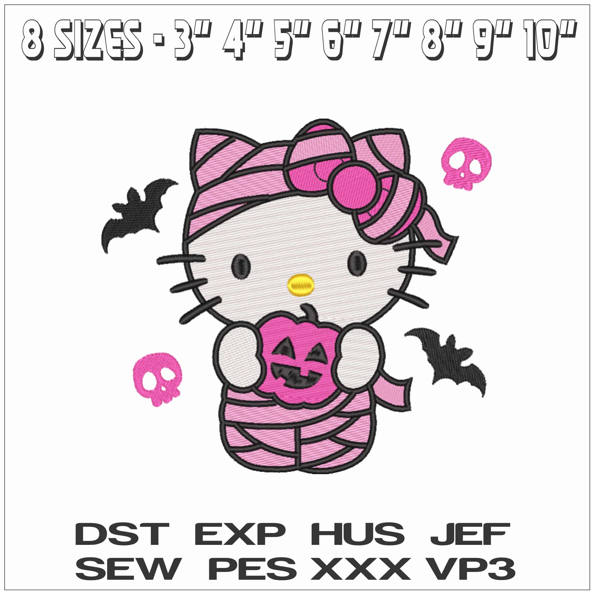Hello Kitty Mummy with Pumpkin - Elegant embroidery design file - instant download — view 3