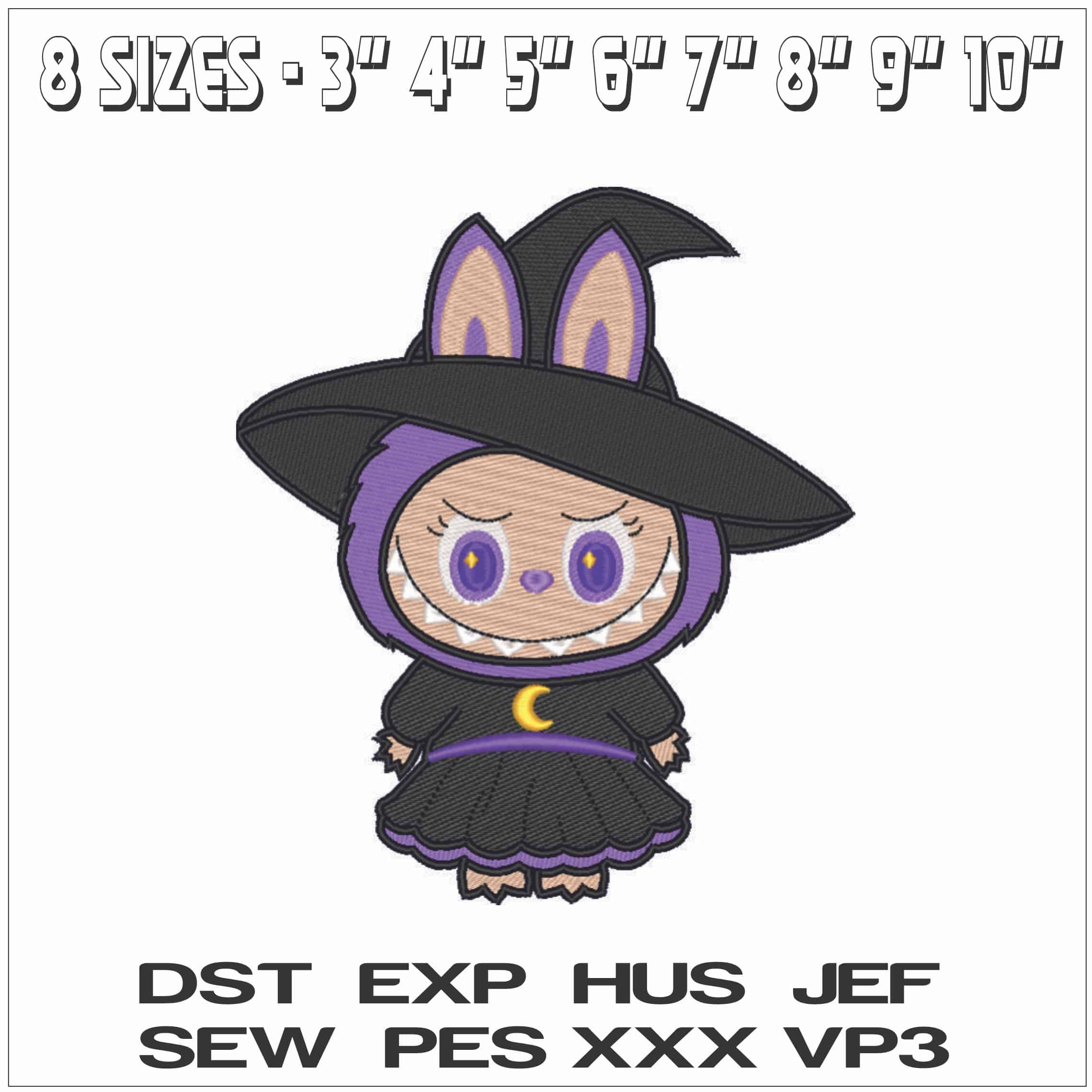 Labubu Witch - Elegant embroidery design file - instant download — view 2