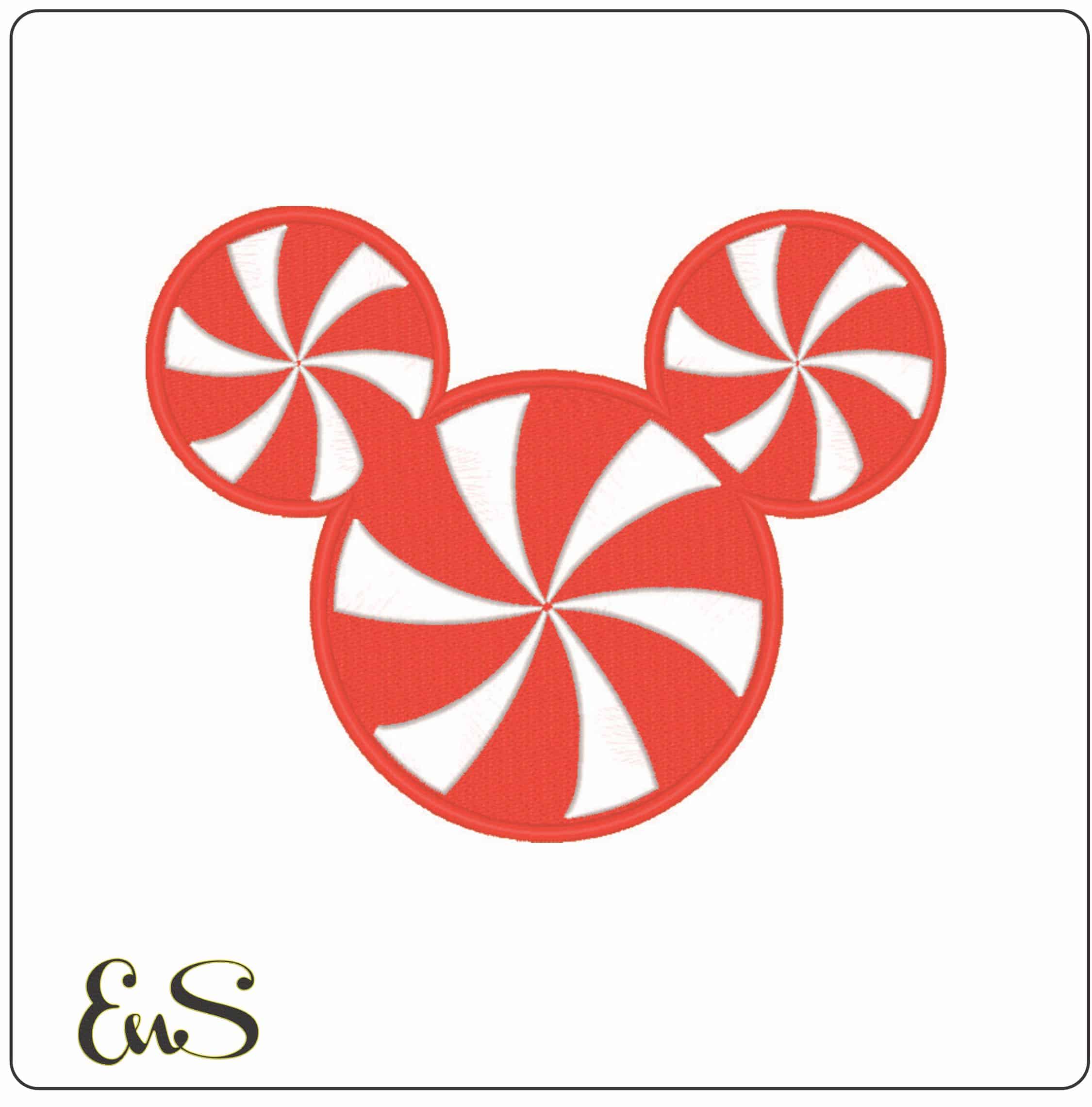 Minnie Mouse head in Peppermints - Elegant embroidery design file - instant download