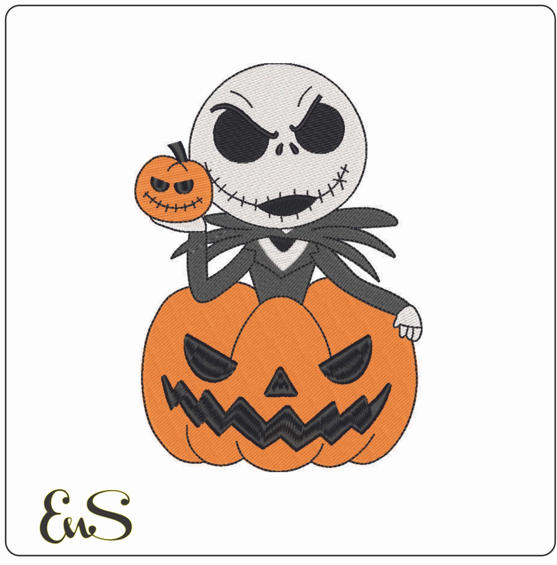 Nightmare before Xmas Pumpkin - Elegant embroidery design file - instant download