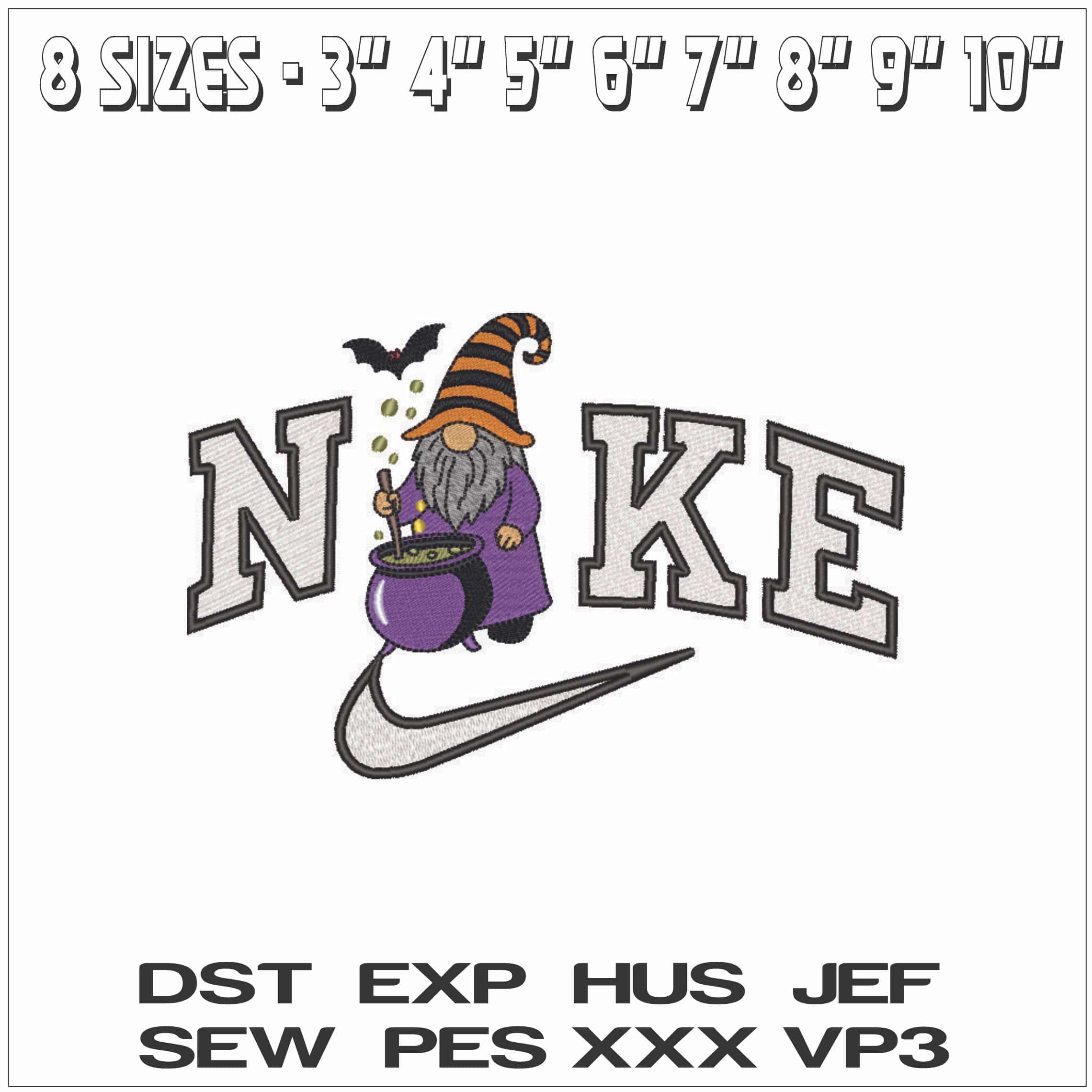 Nike Gnome Wizard with Cauldron - Elegant embroidery design file - instant download — view 2