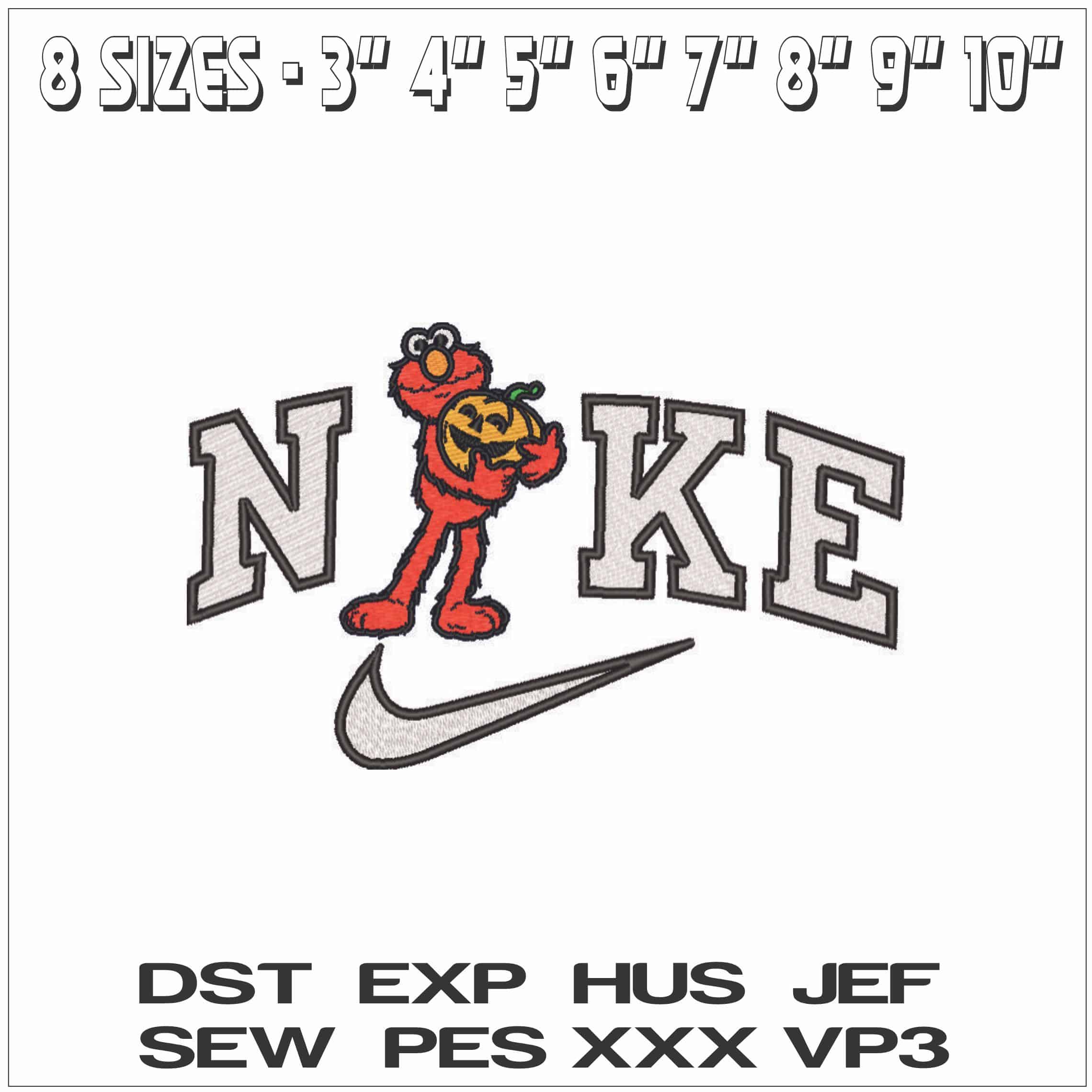Nike Halloween Elmo with Pumpkin - Elegant embroidery design file - instant download — view 2