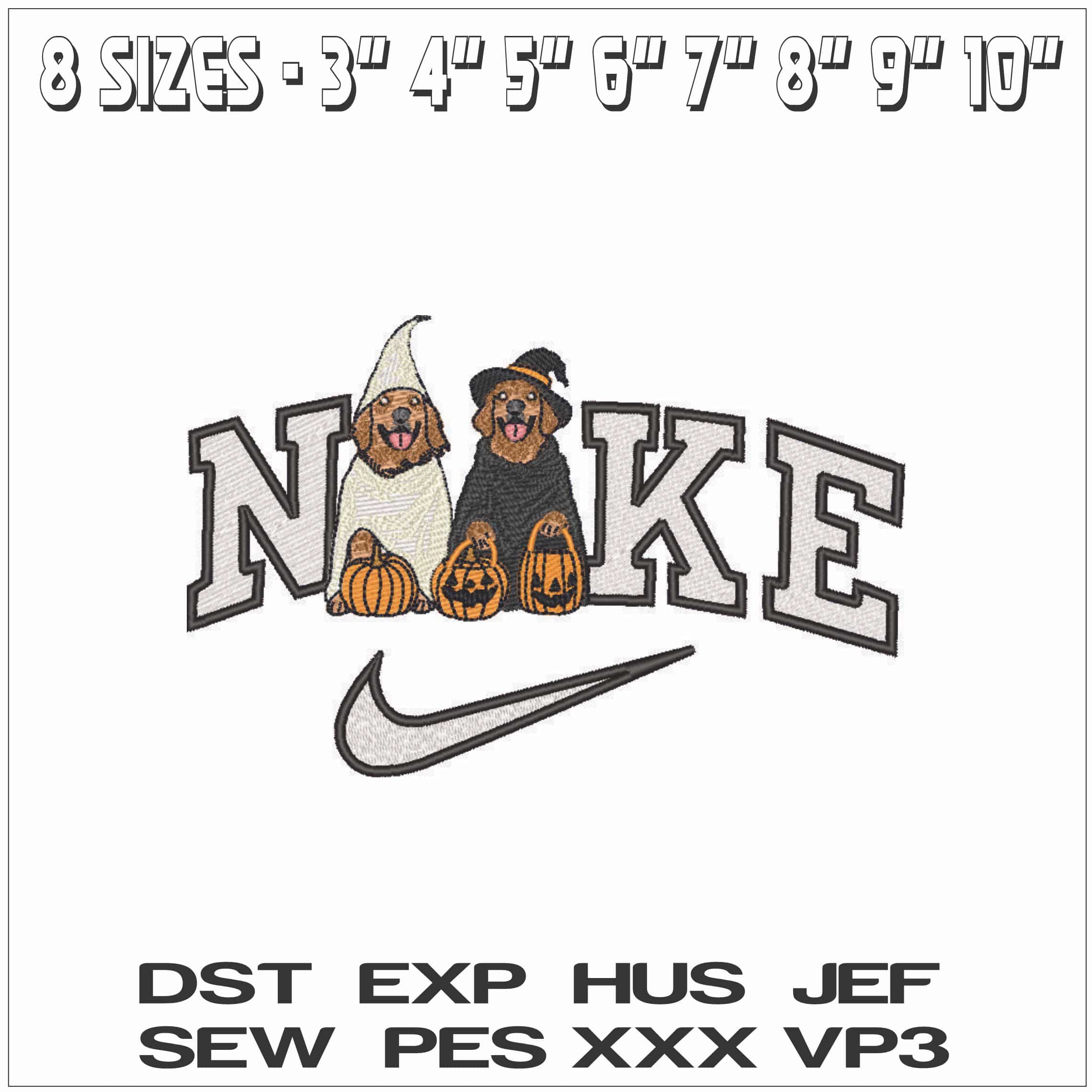 Nike Halloween Golden Retrievers - Elegant embroidery design file - instant download — view 2