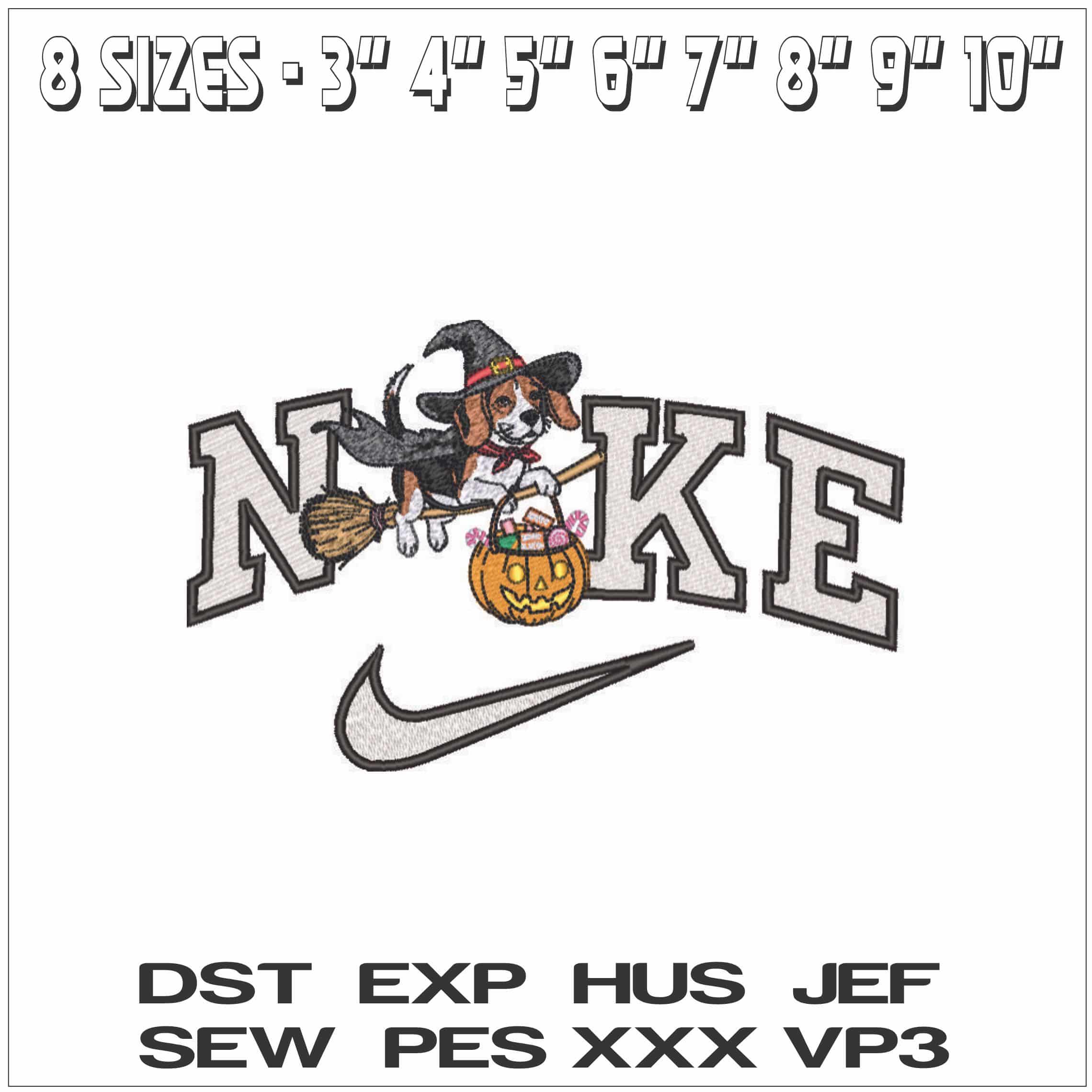 Nike Halloween Hound with Pumpkin - Elegant embroidery design file - instant download — view 2