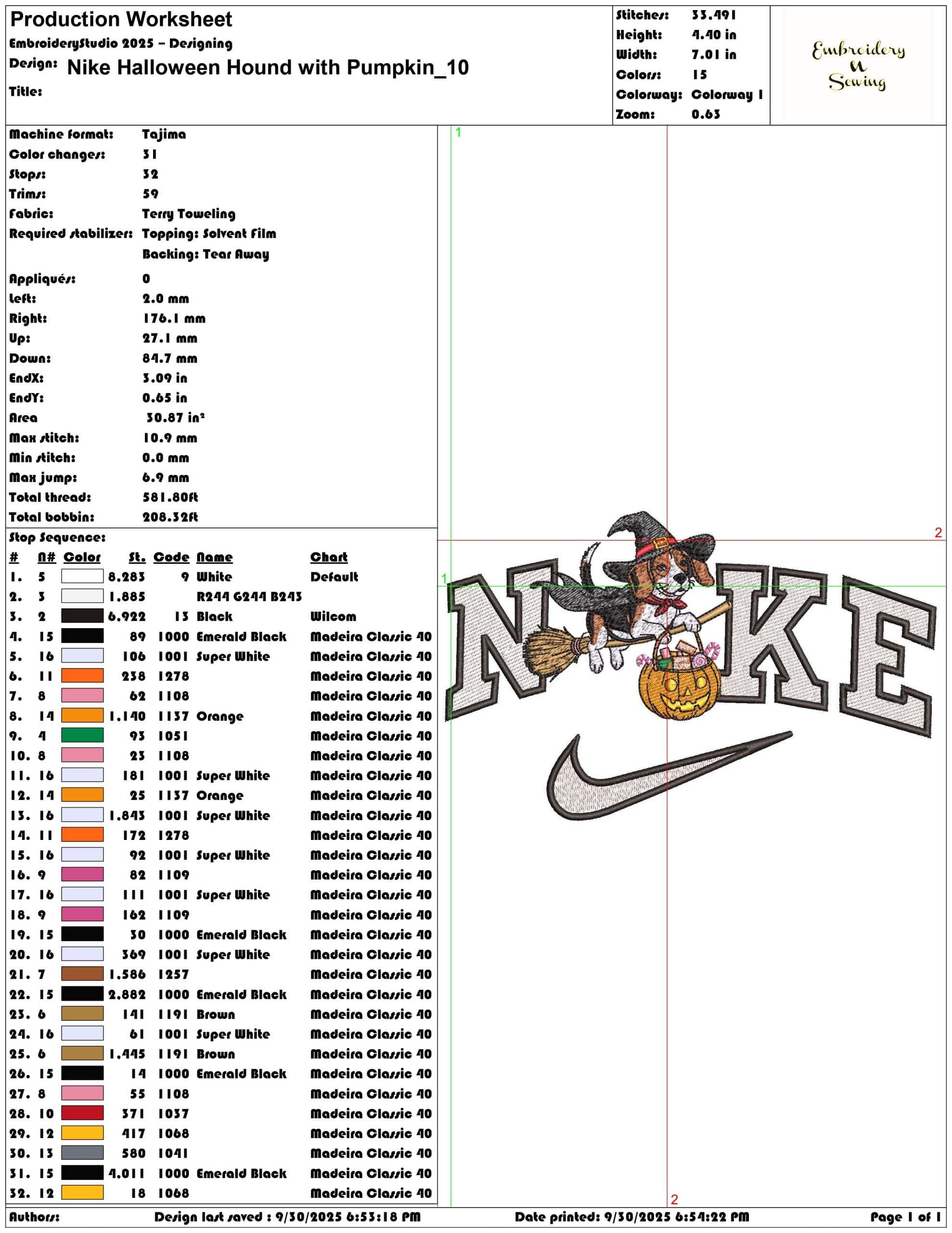 Nike Halloween Hound with Pumpkin - Elegant embroidery design file - instant download — view 3