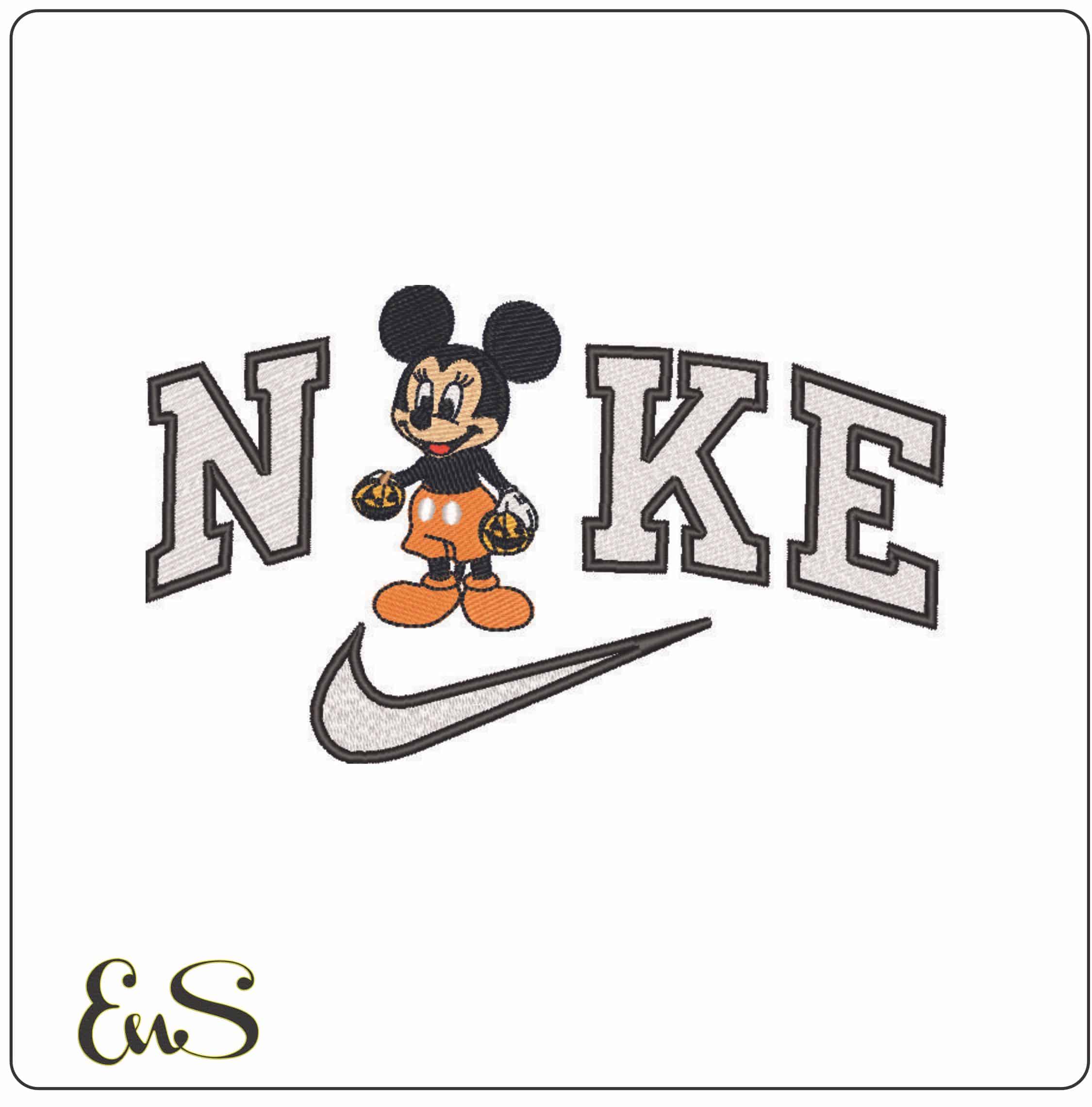 Nike Halloween Mickey Mouse - Elegant embroidery design file - instant download