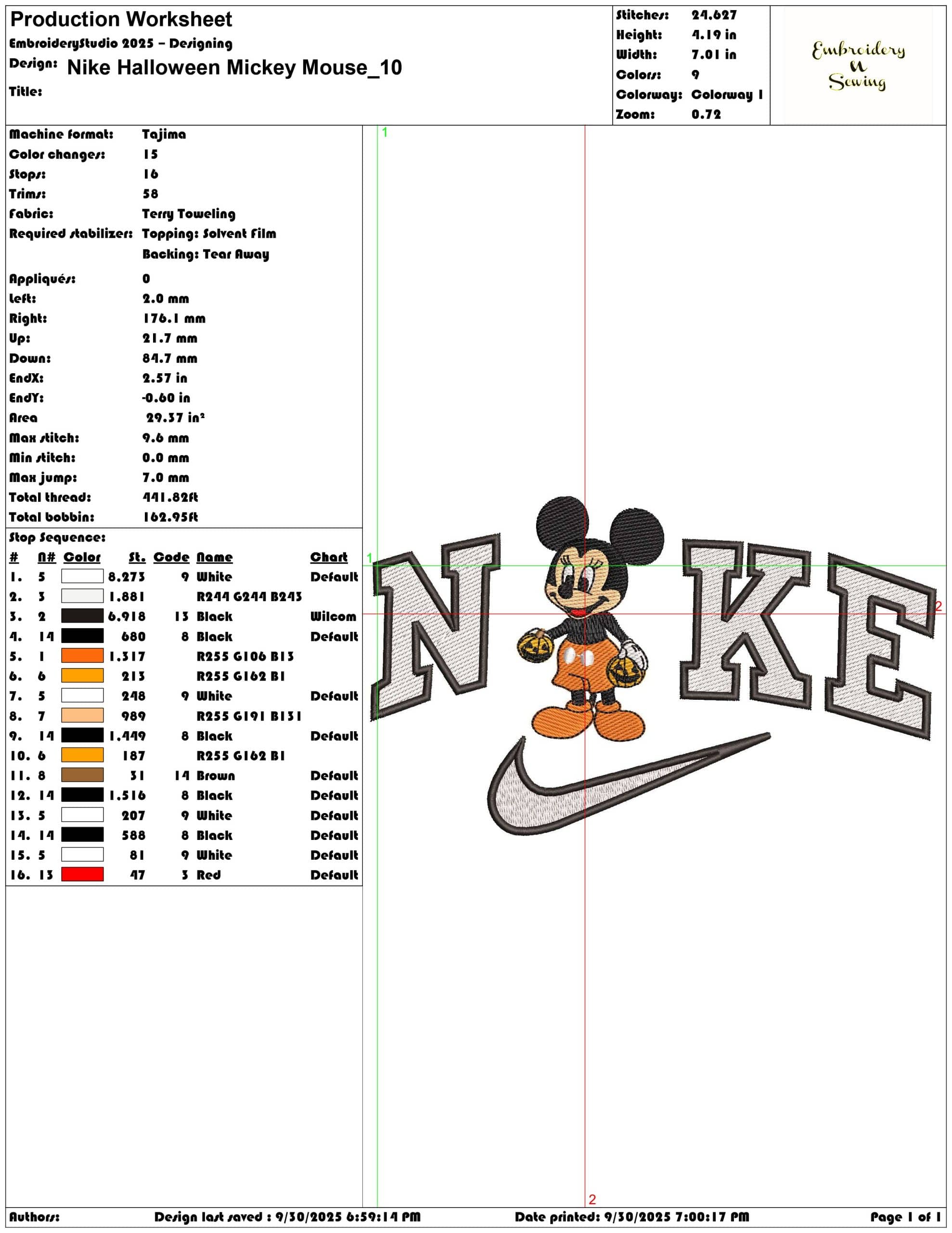Nike Halloween Mickey Mouse - Elegant embroidery design file - instant download — view 3
