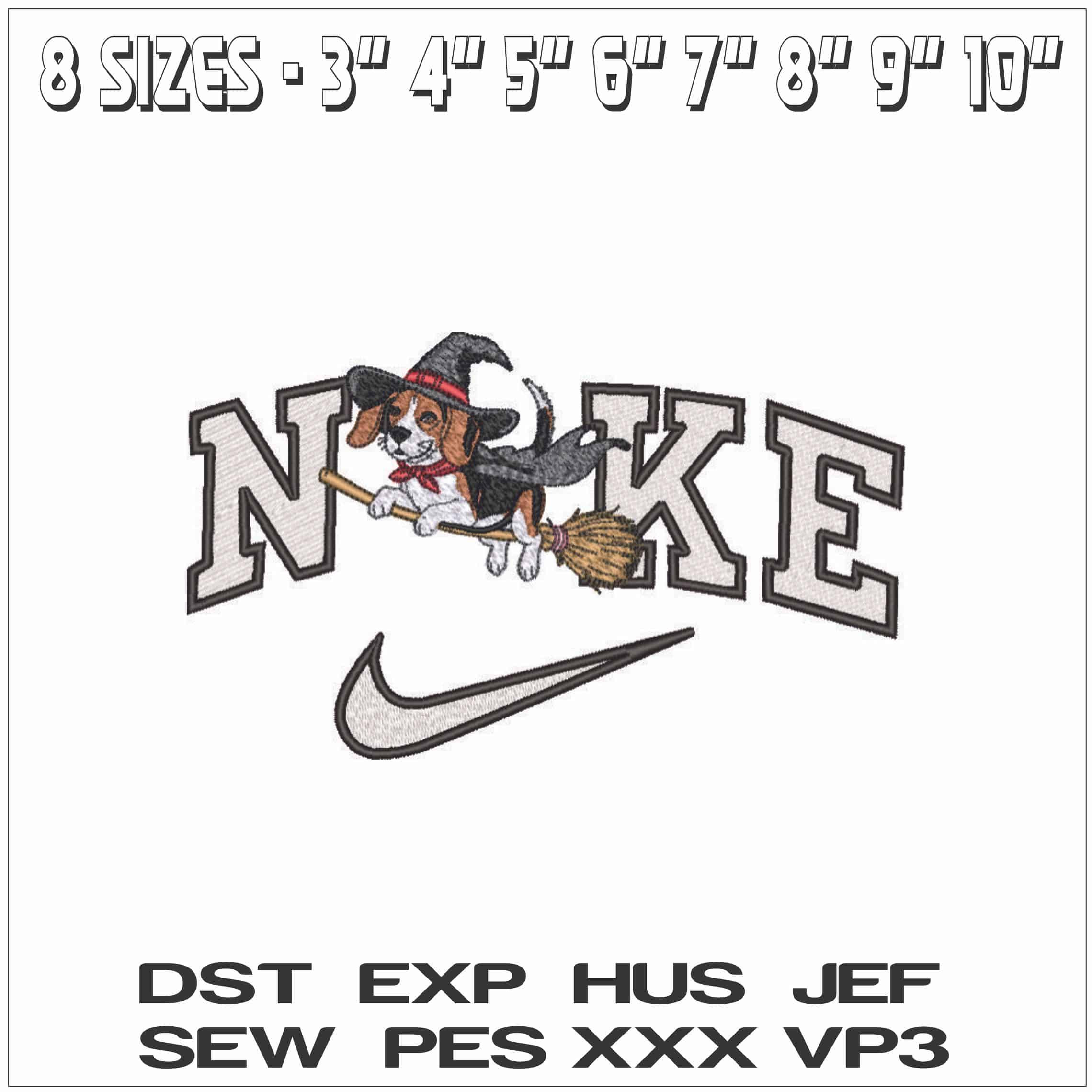 Nike Halloween Witches Hound - Elegant embroidery design file - instant download — view 2