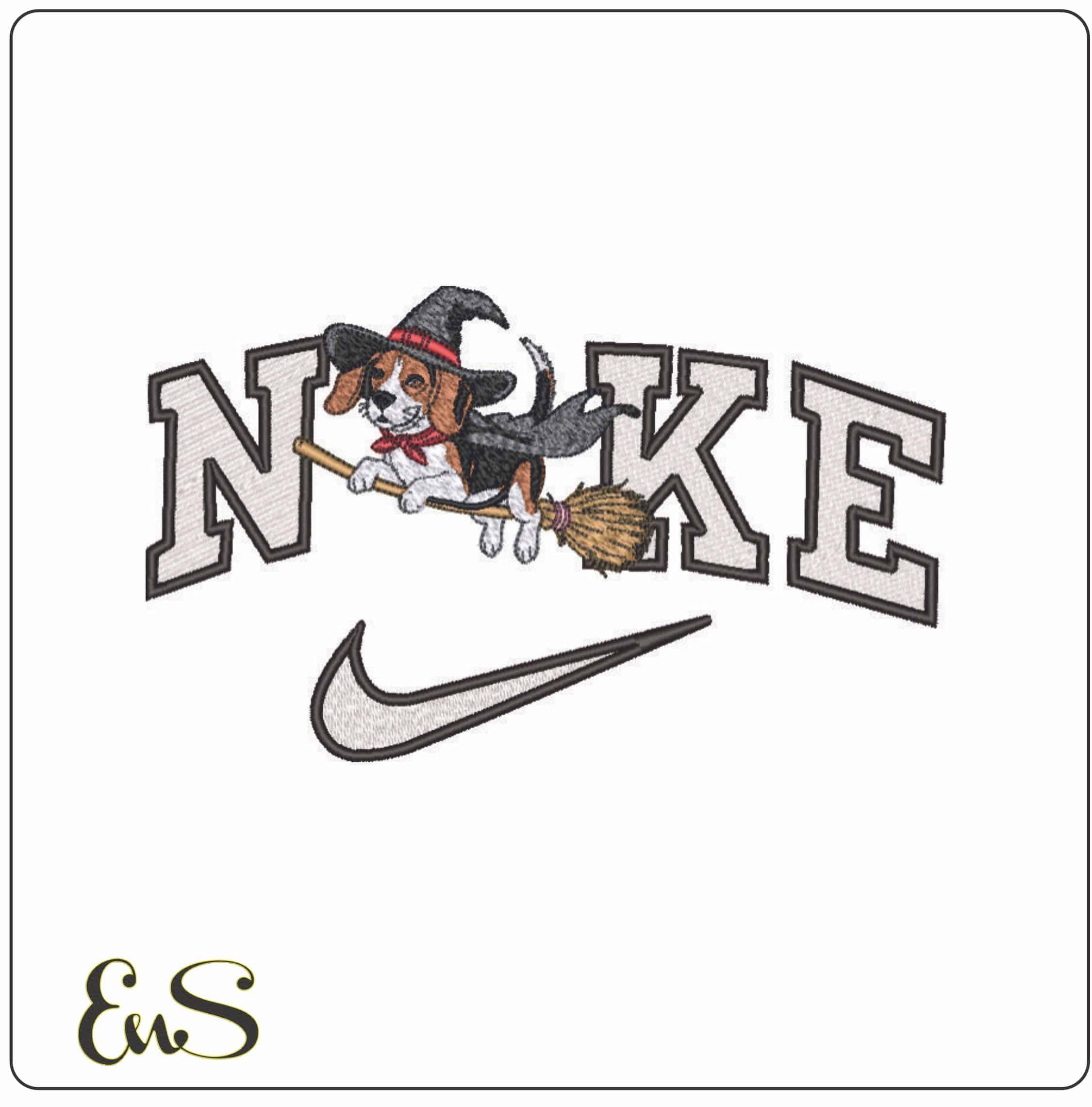 Nike Halloween Witches Hound - Elegant embroidery design file - instant download