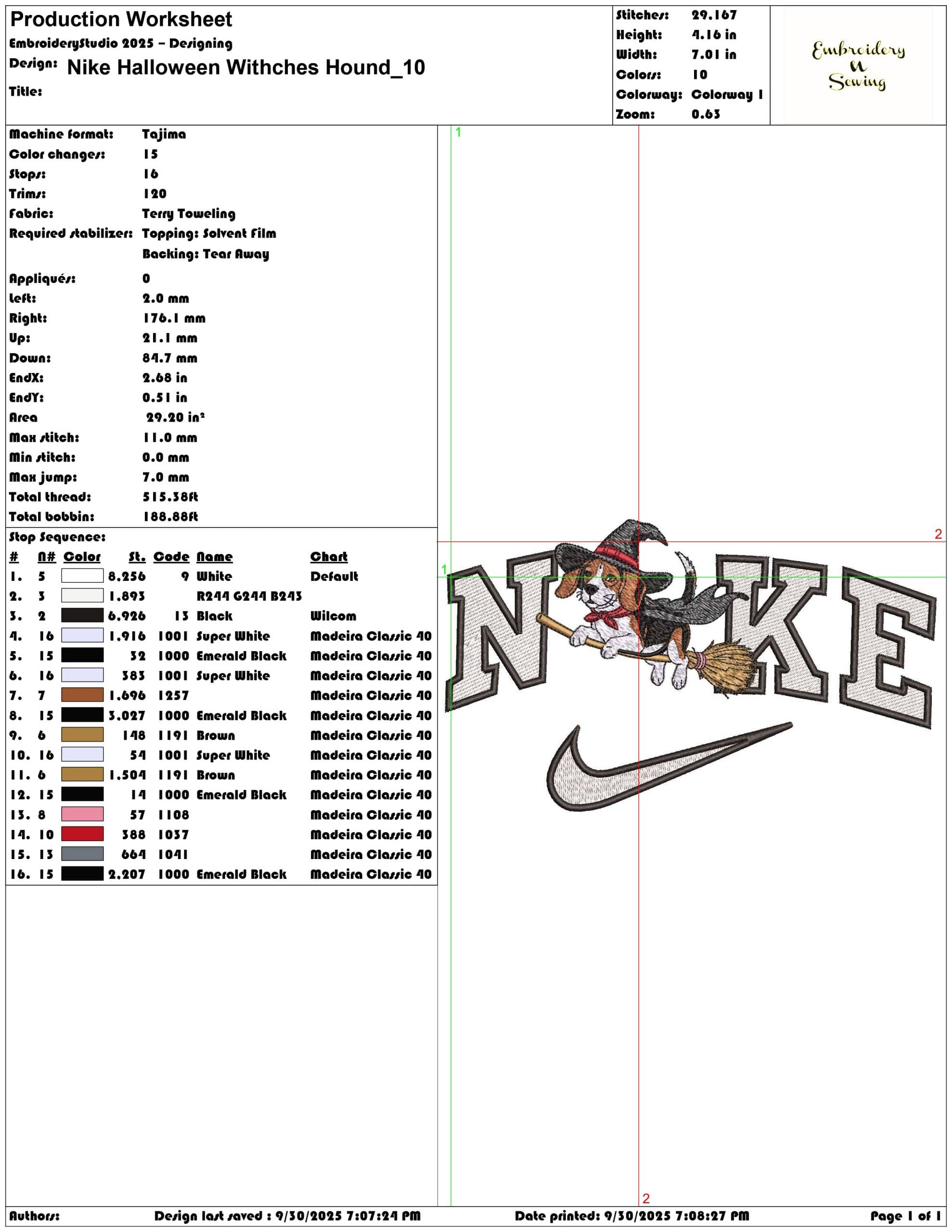 Nike Halloween Witches Hound - Elegant embroidery design file - instant download — view 3