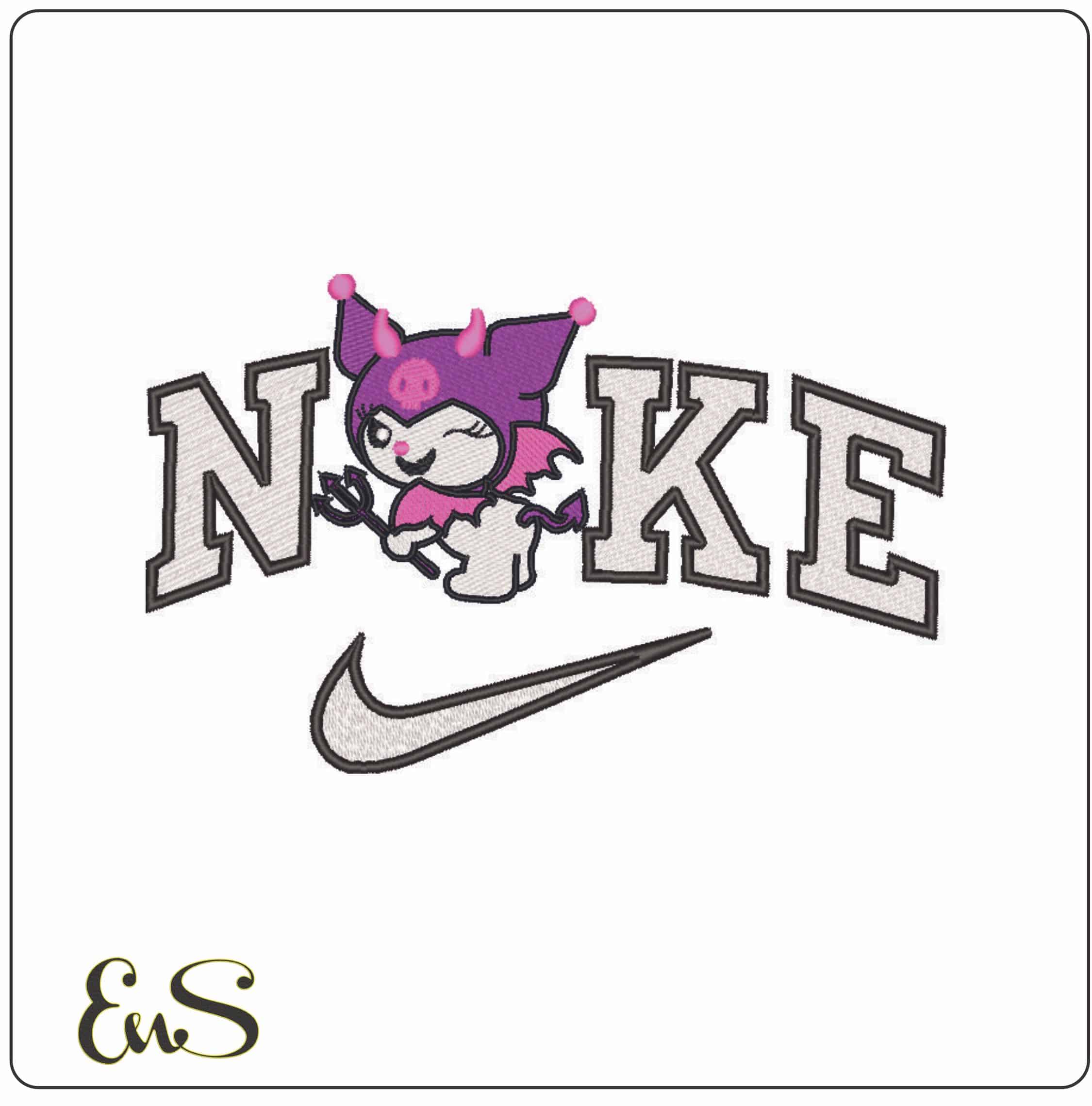 Nike Hello Kitty Demon - Elegant embroidery design file - instant download