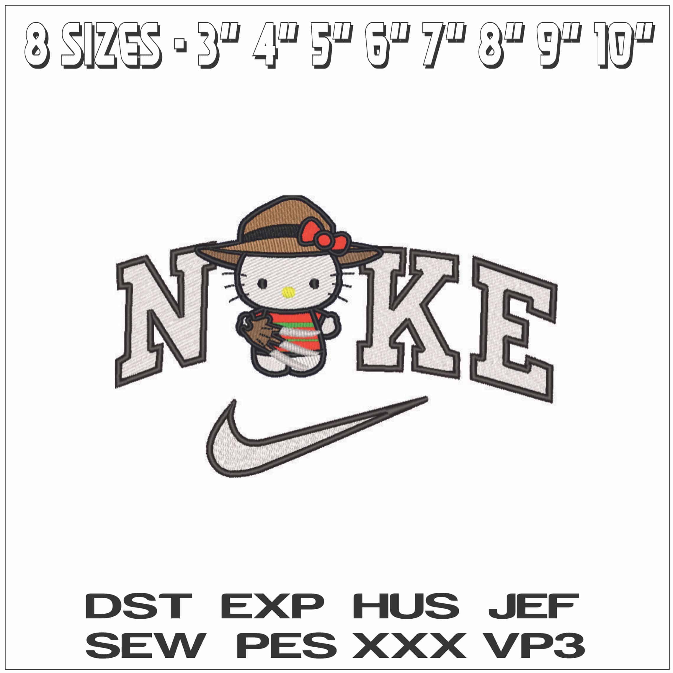 Nike Hello Kitty Krueger Slashers - Elegant embroidery design file - instant download — view 2
