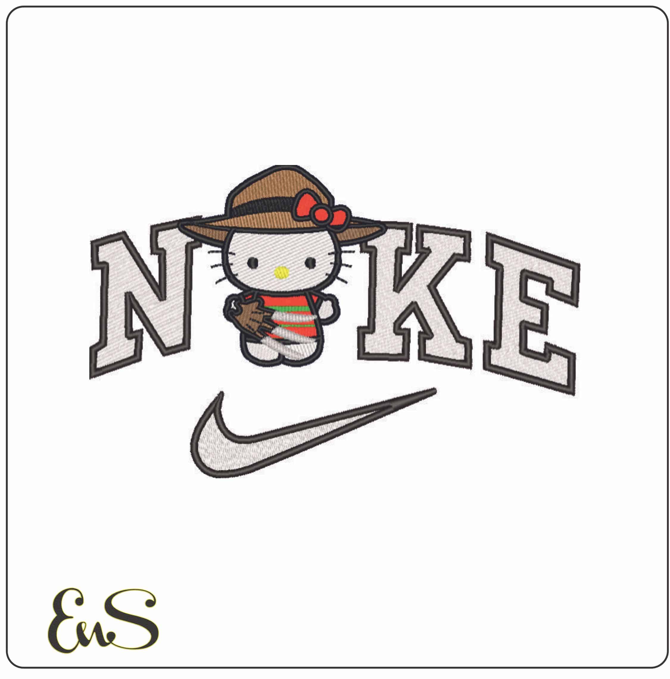 Nike Hello Kitty Krueger Slashers - Elegant embroidery design file - instant download