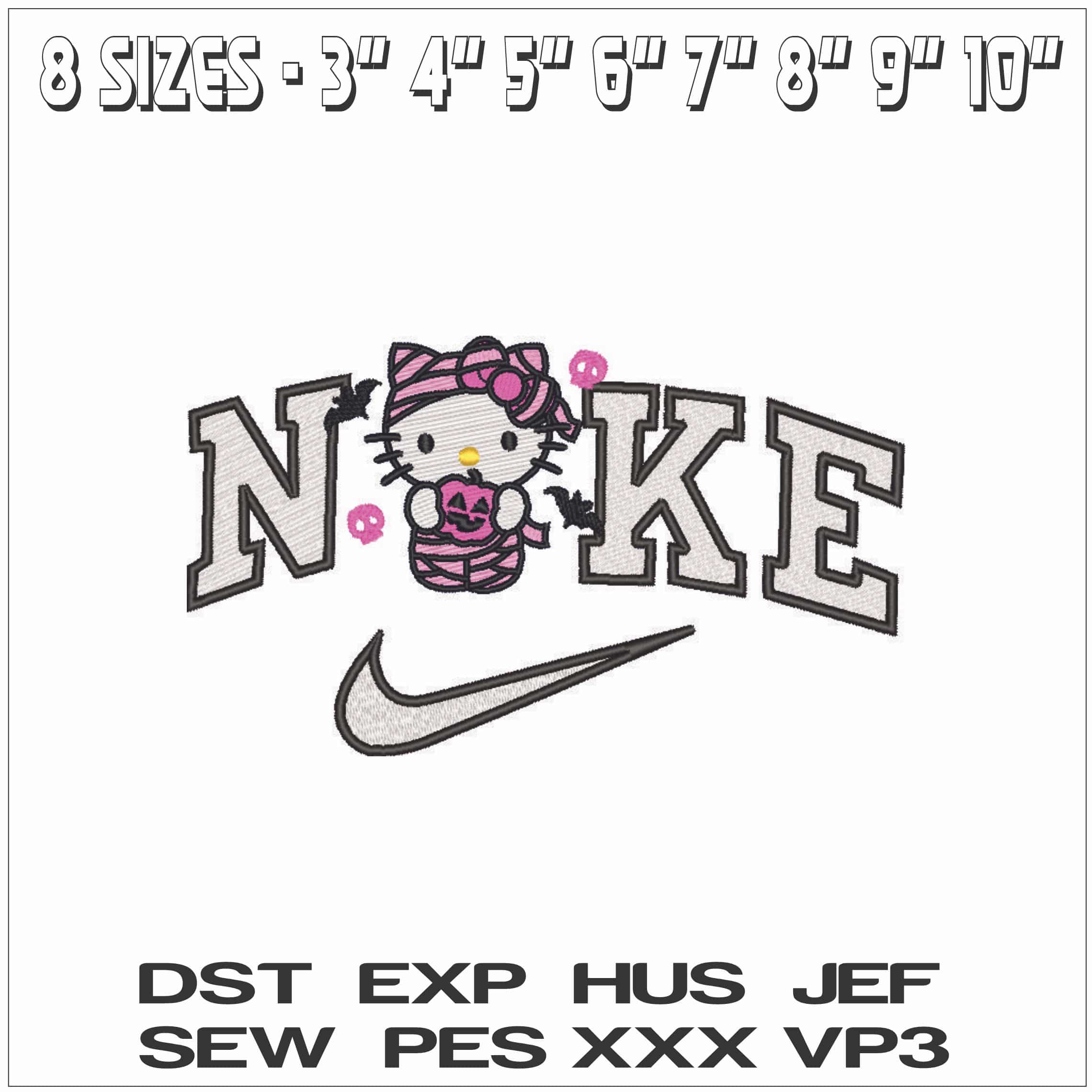 Nike Hello Kitty Mummy with Pumpkin - Elegant embroidery design file - instant download — view 2