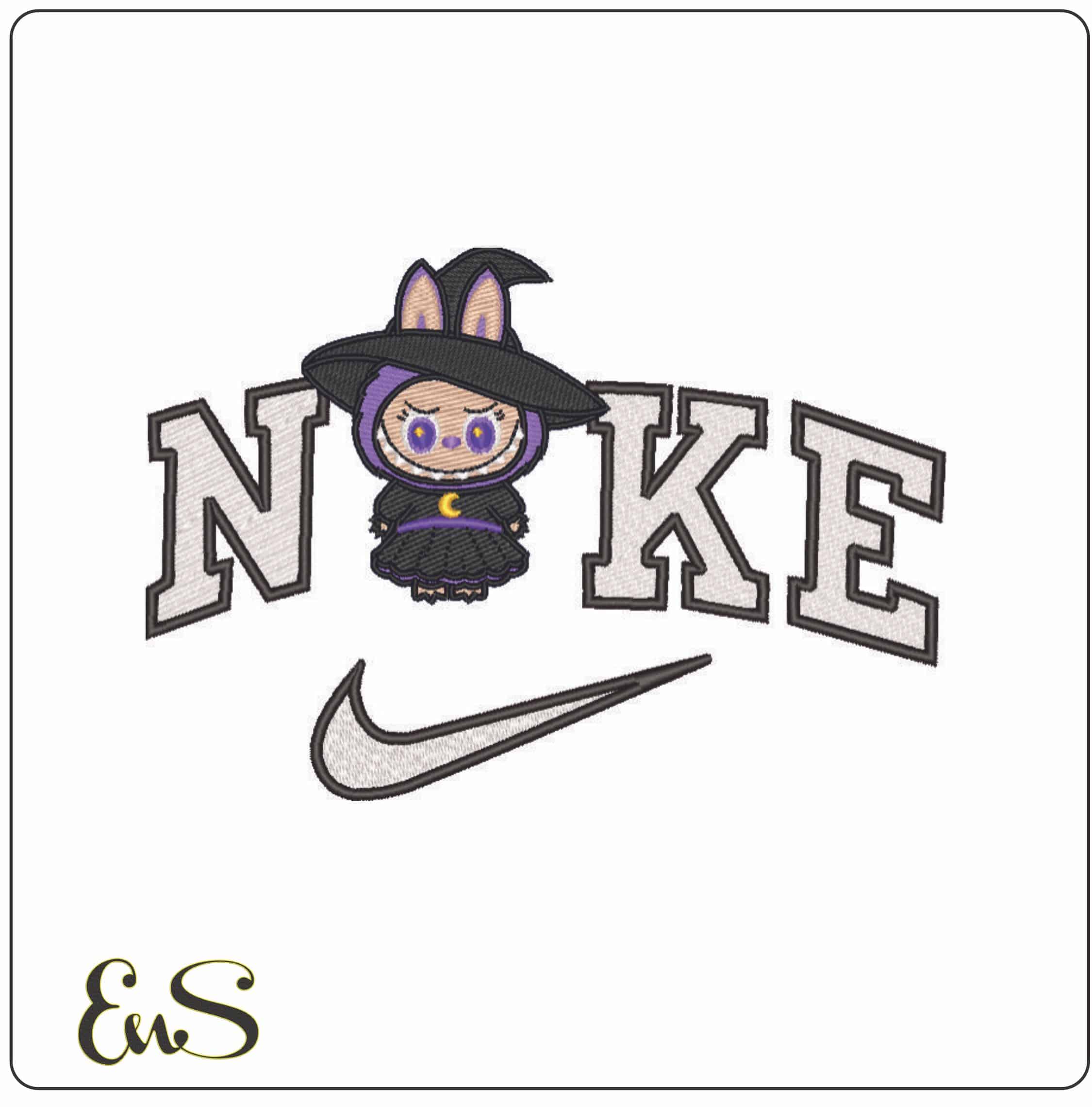 Nike Labubu Witch - Elegant embroidery design file - instant download