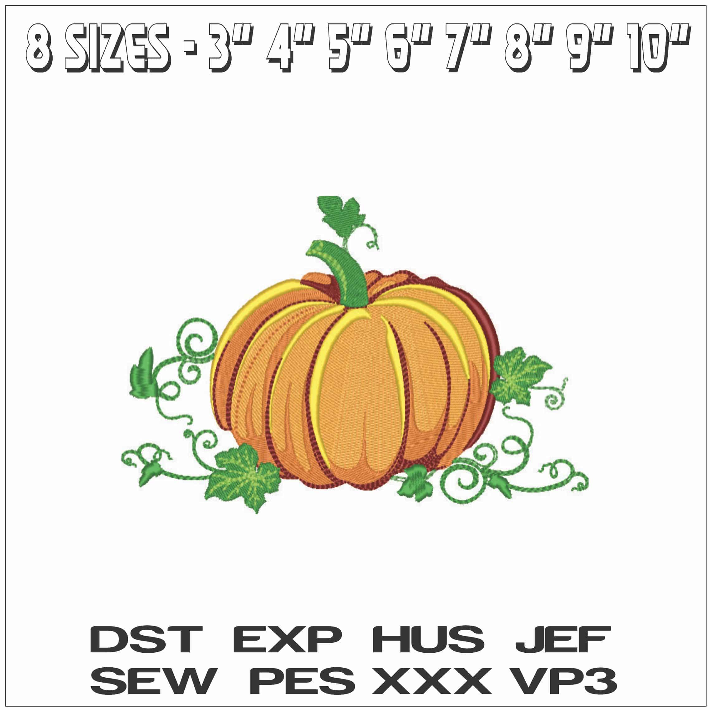 Pumpkin in Patch - Elegant embroidery design file - instant download — view 2