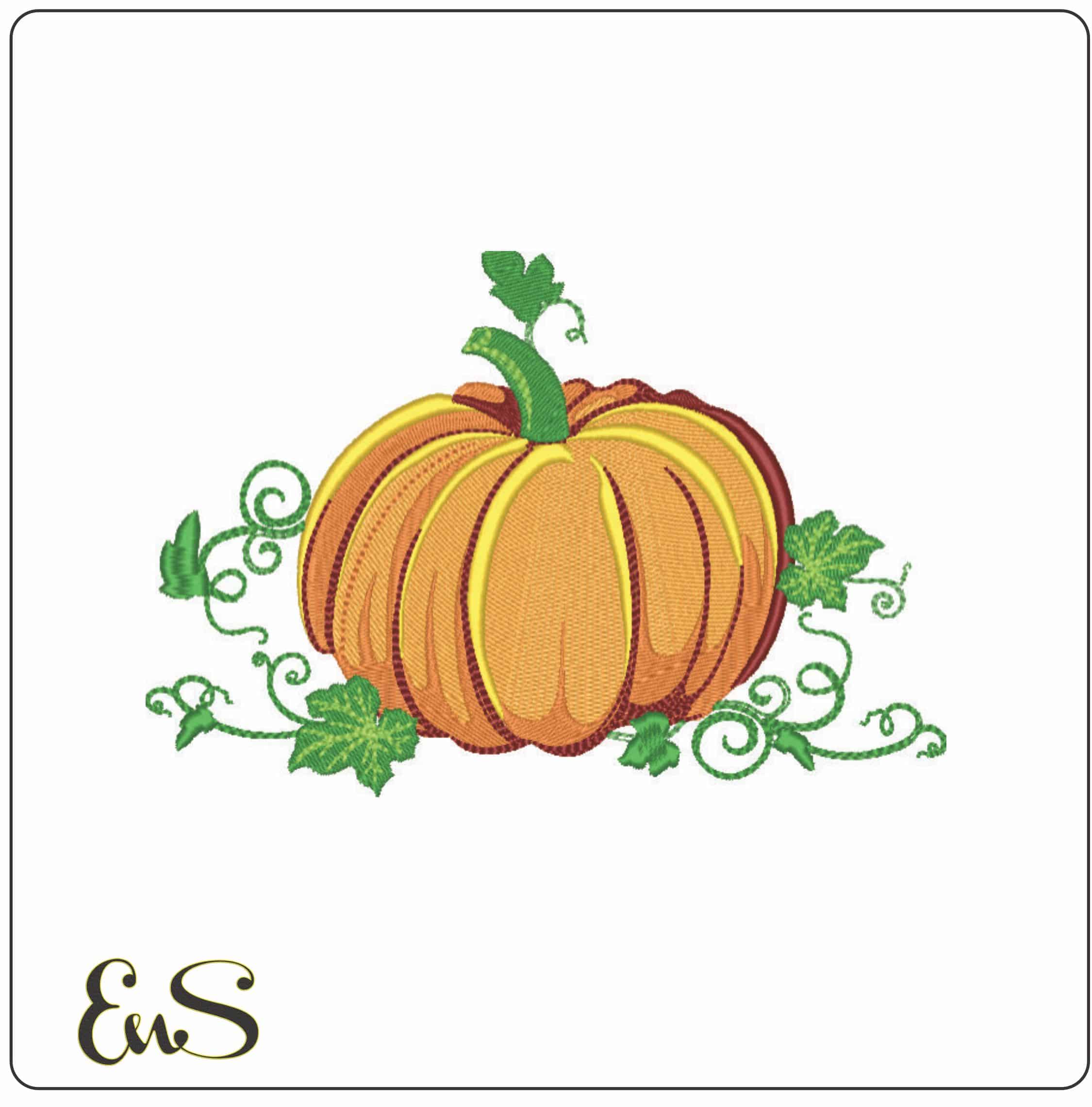 Pumpkin in Patch - Elegant embroidery design file - instant download