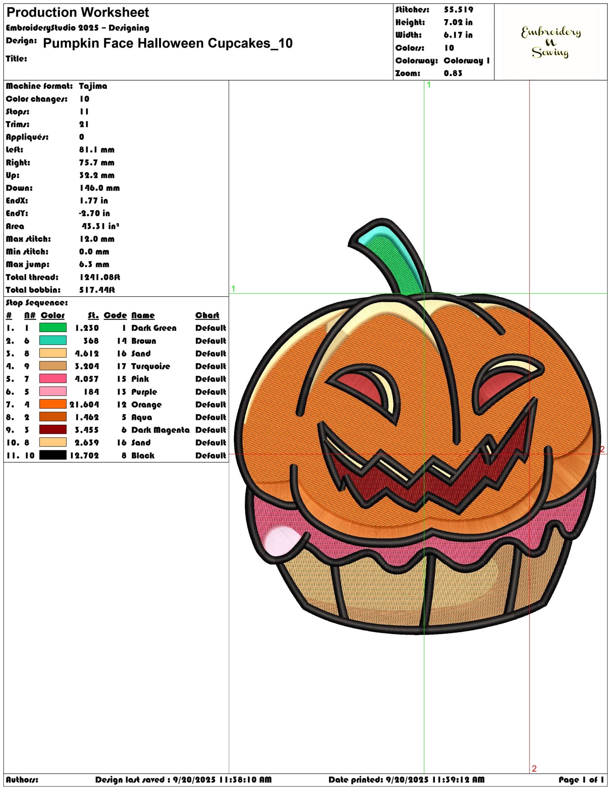 Pumpkin Face Halloween Cupcakes - Elegant embroidery design file - instant download — view 3