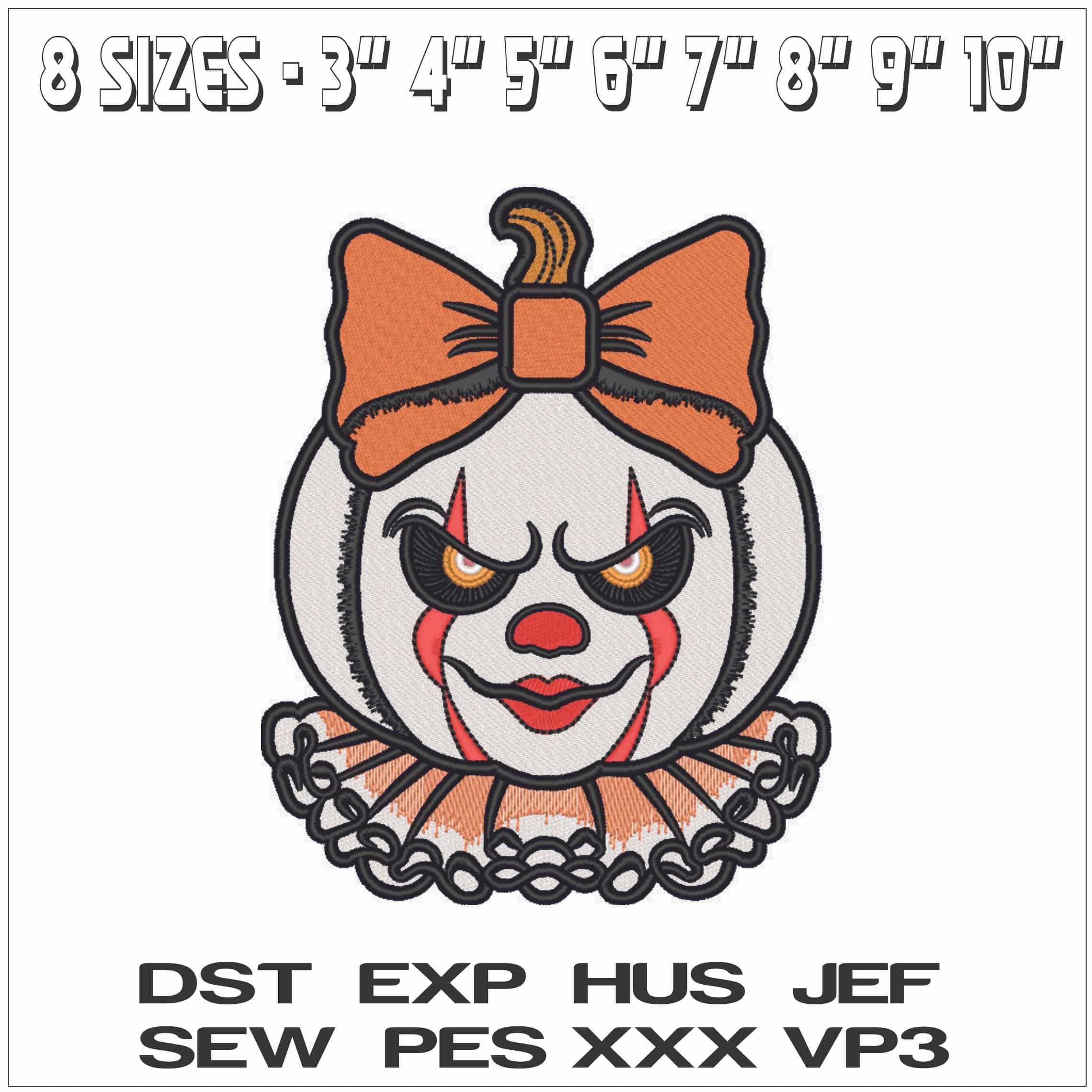 Pumpkin Joker Face - Elegant embroidery design file - instant download — view 2