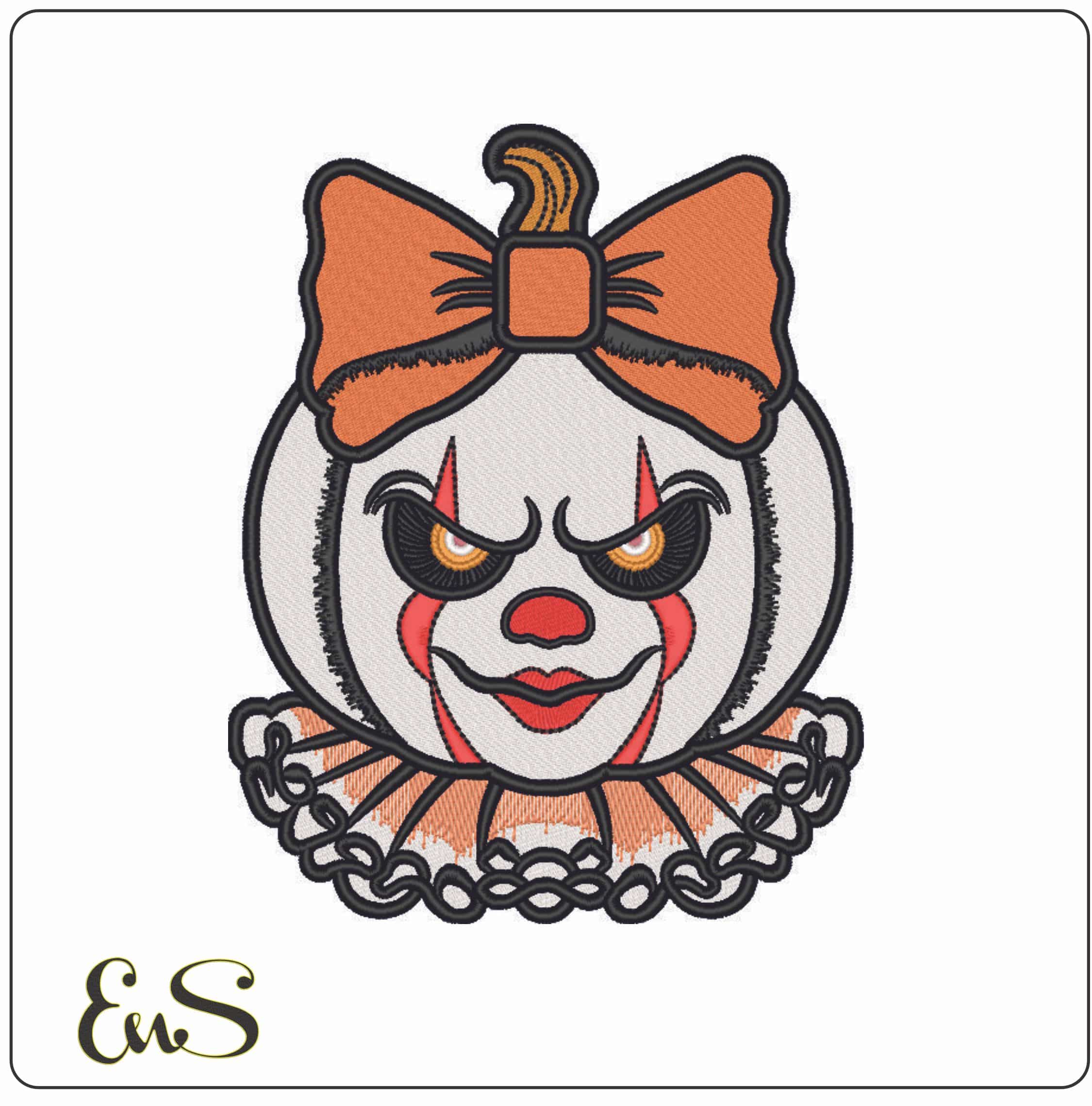 Pumpkin Joker Face - Elegant embroidery design file - instant download