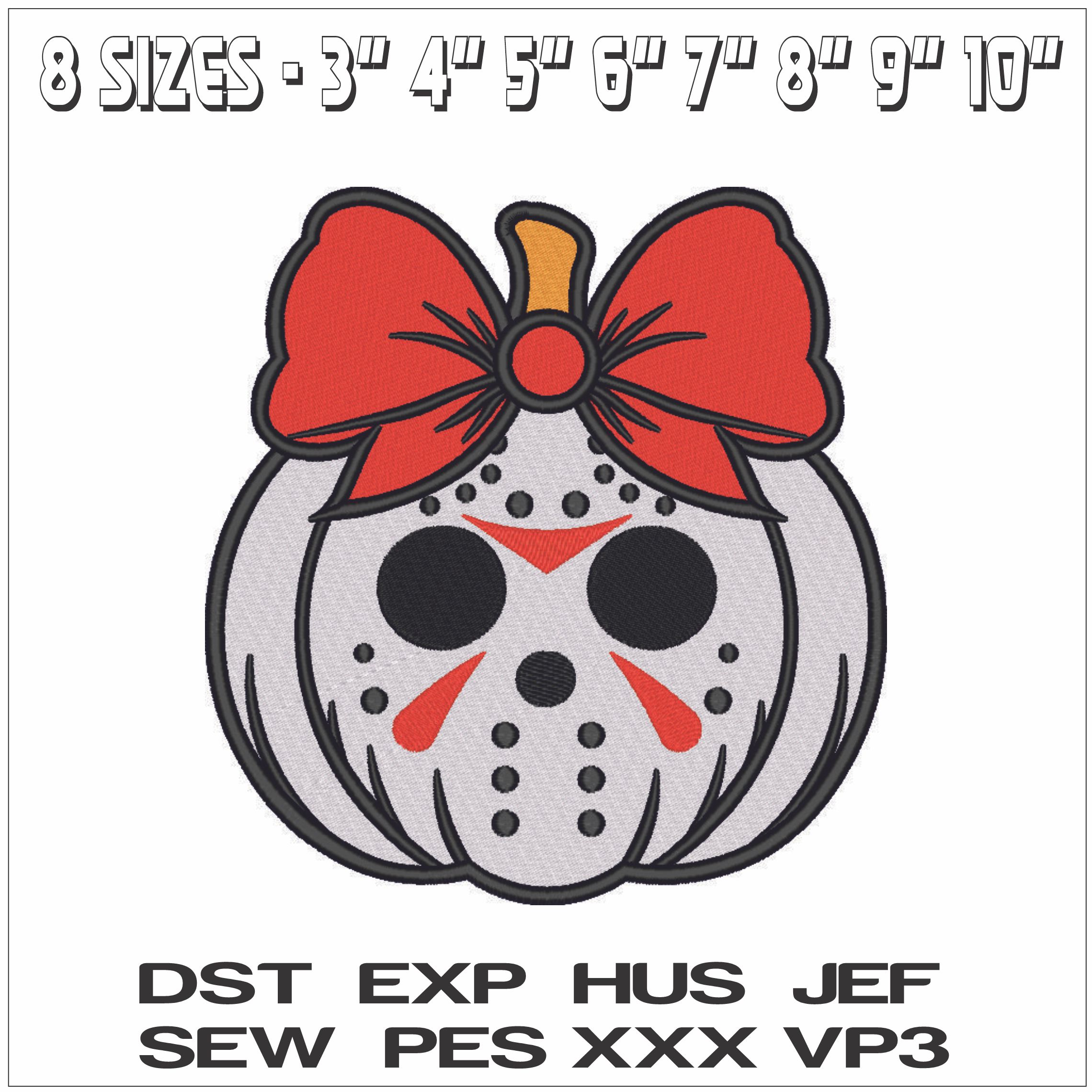 Scream Face Pumpkin with Bow - Elegant embroidery design file - instant download — view 2