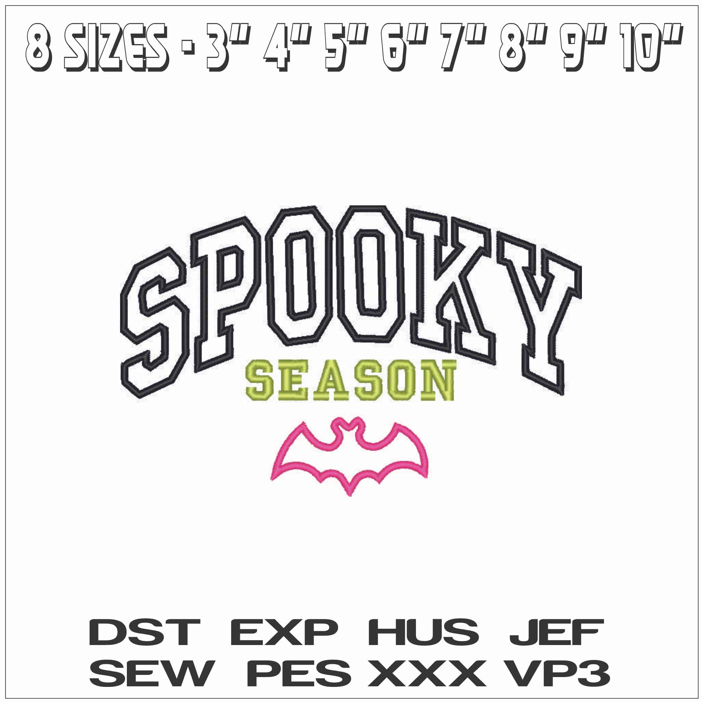 Spooky Season with Bat - Elegant embroidery design file - instant download — view 2