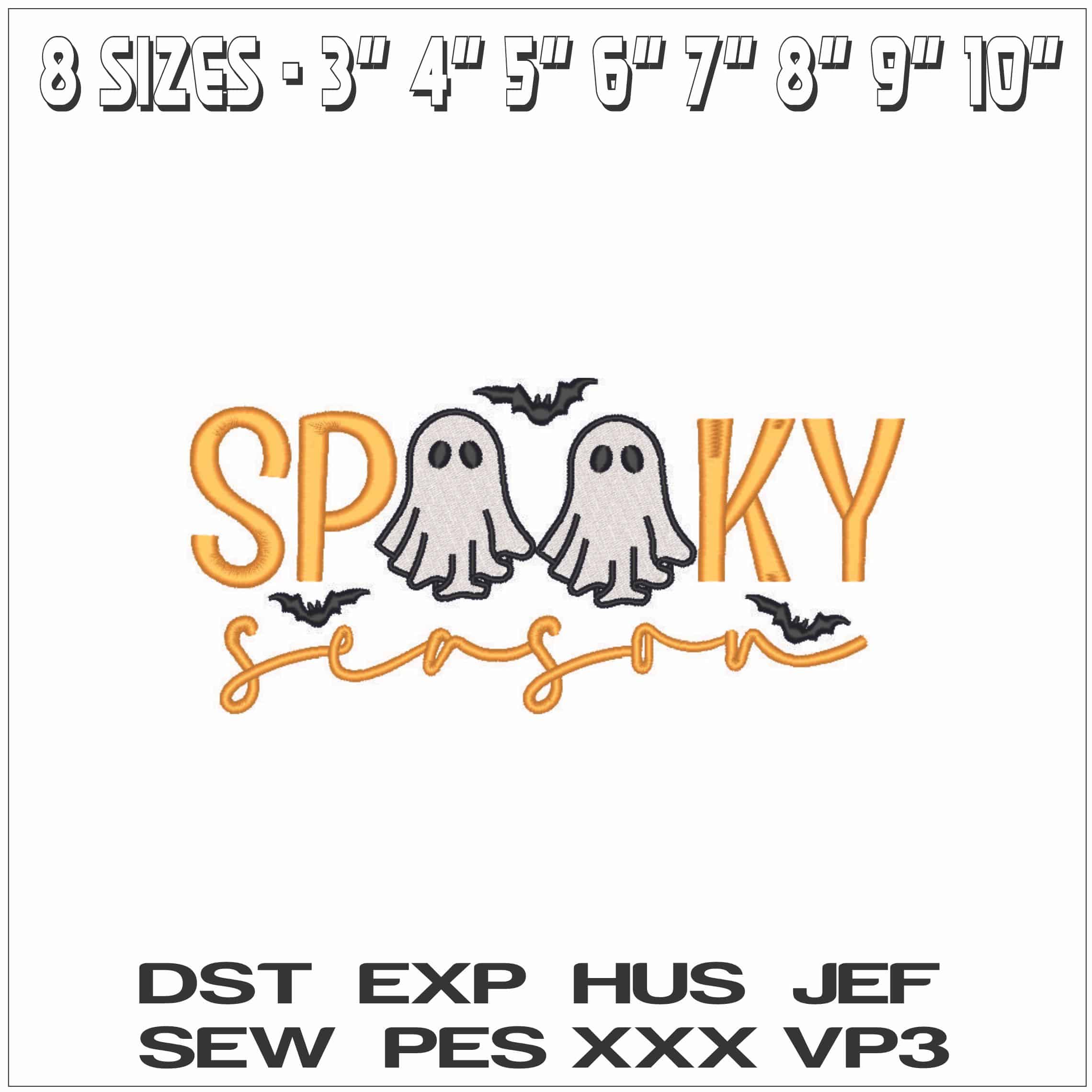 Spooky Seasonal Ghosts - Elegant embroidery design file - instant download — view 2