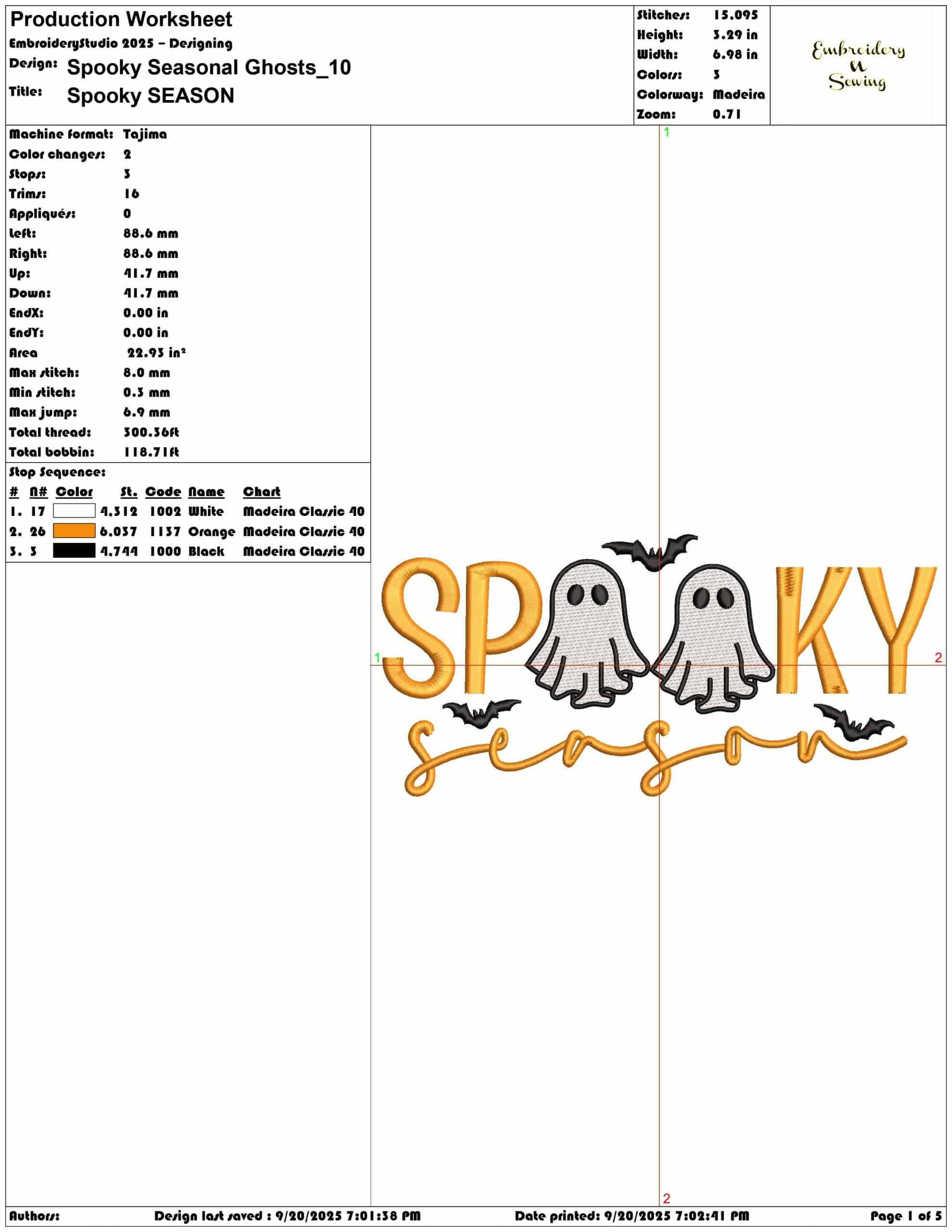 Spooky Seasonal Ghosts - Elegant embroidery design file - instant download — view 3