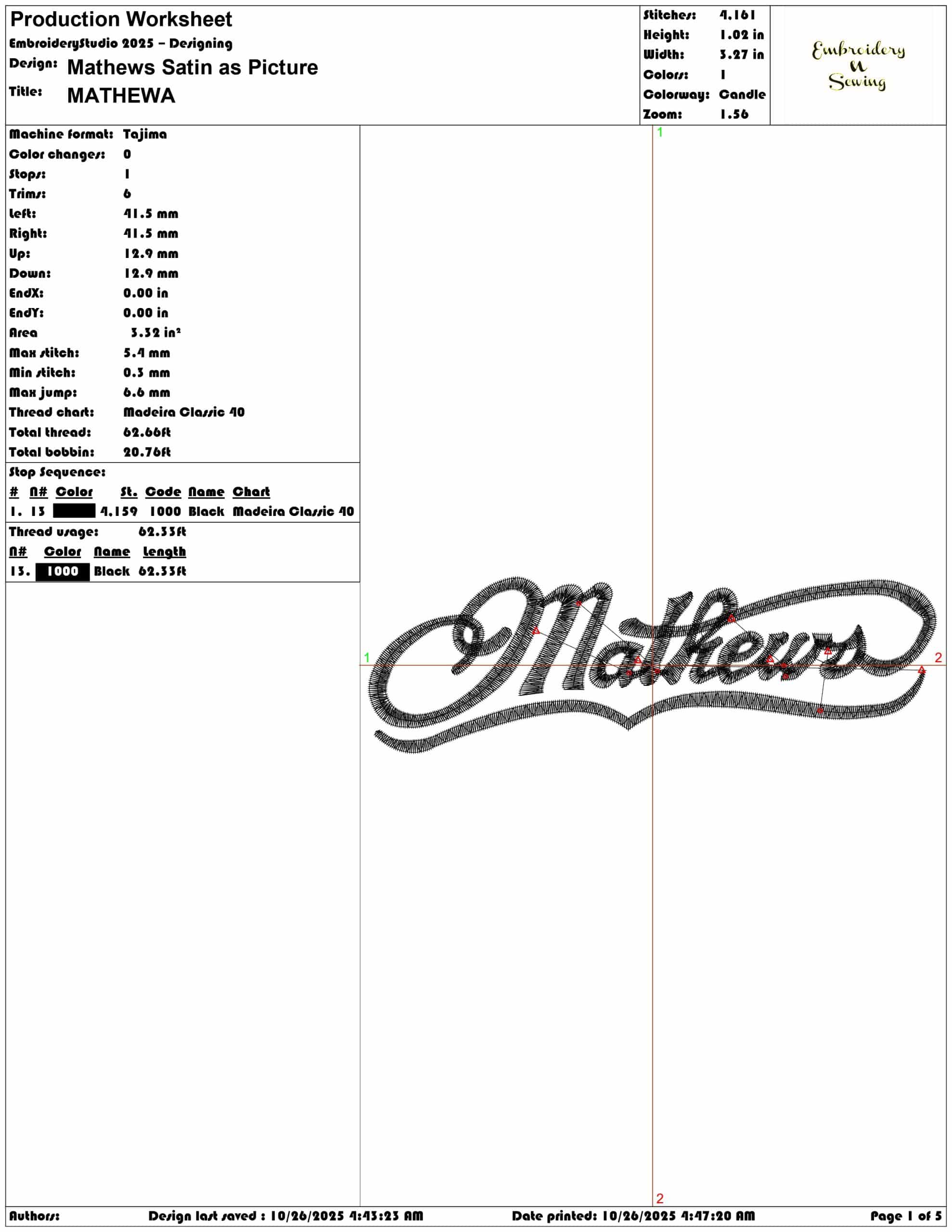 Mathews - Elegant embroidery design file - instant download
