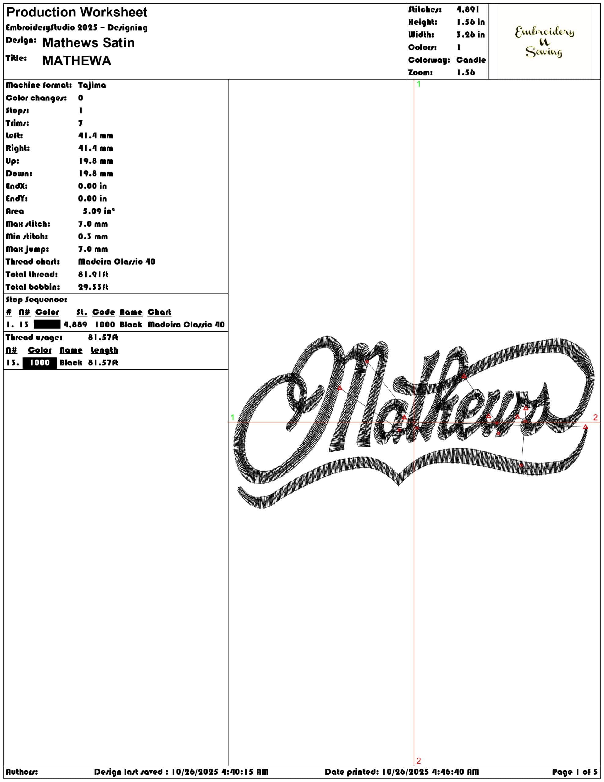 Mathews - Elegant embroidery design file - instant download — view 2